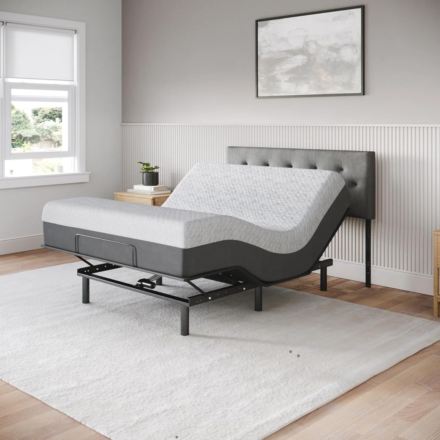 Celestial Aurora Adjustable Bed Base (Frame) + 8 inch Gel Memory Foam Mattress (Firm), Easy Assembly, Head and Foot Lift, Zero Gravity, Memory Positions, CertiPUR-US Bed - Full