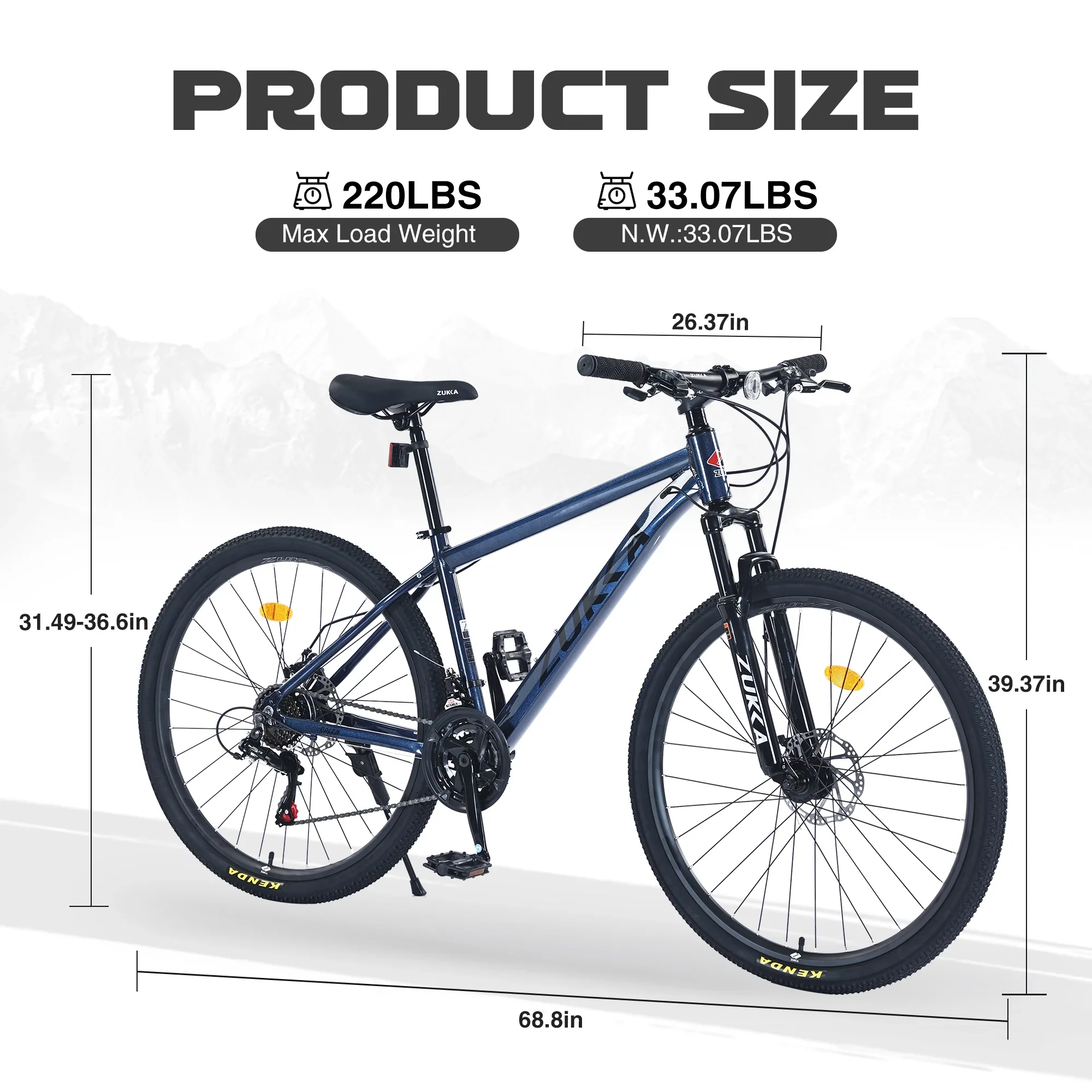 POVANLI  27.5 Inch Mountain Bike Adult Full Shimano 21 Speed Mountain Bike, Dual Disc Brake, Aluminum Frame Disc Brake, Front Suspension, Mountain biking for both men and women, Grey (Gift)