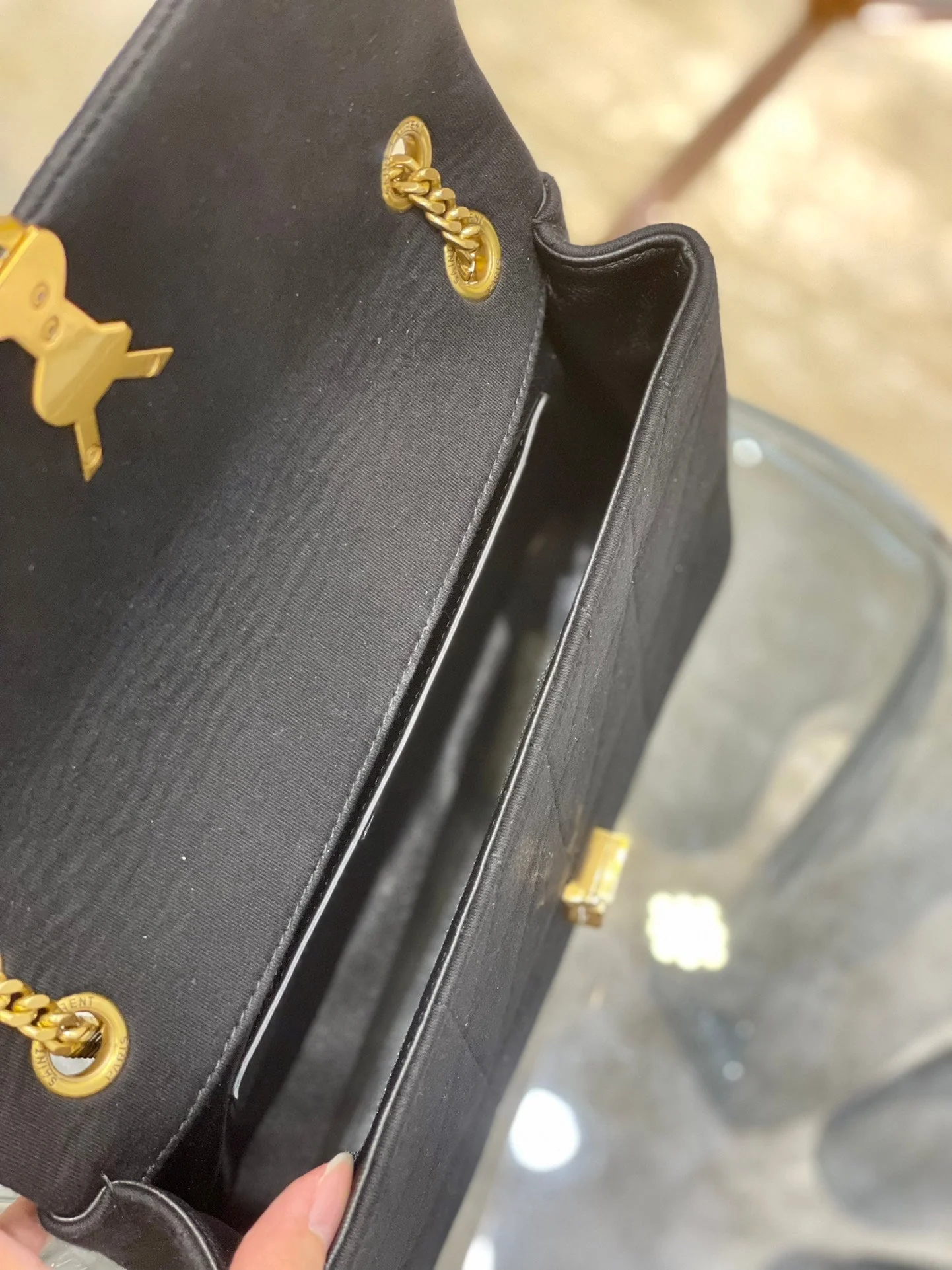 YSL Jamie Medium Chain Bag Black Carr�� Rive Gauche 24��15.5��6.5cm