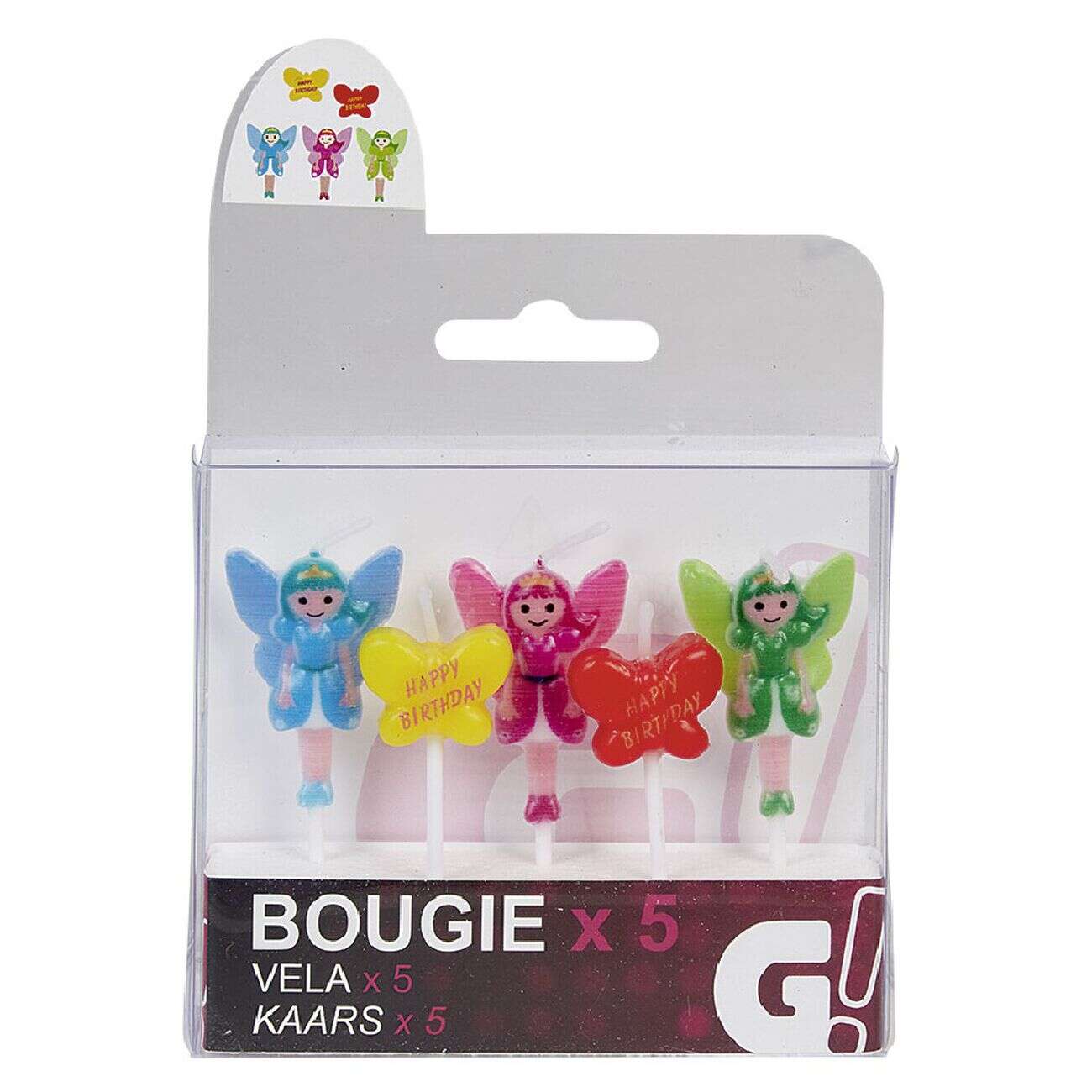 Bougie anniversaire fée x5