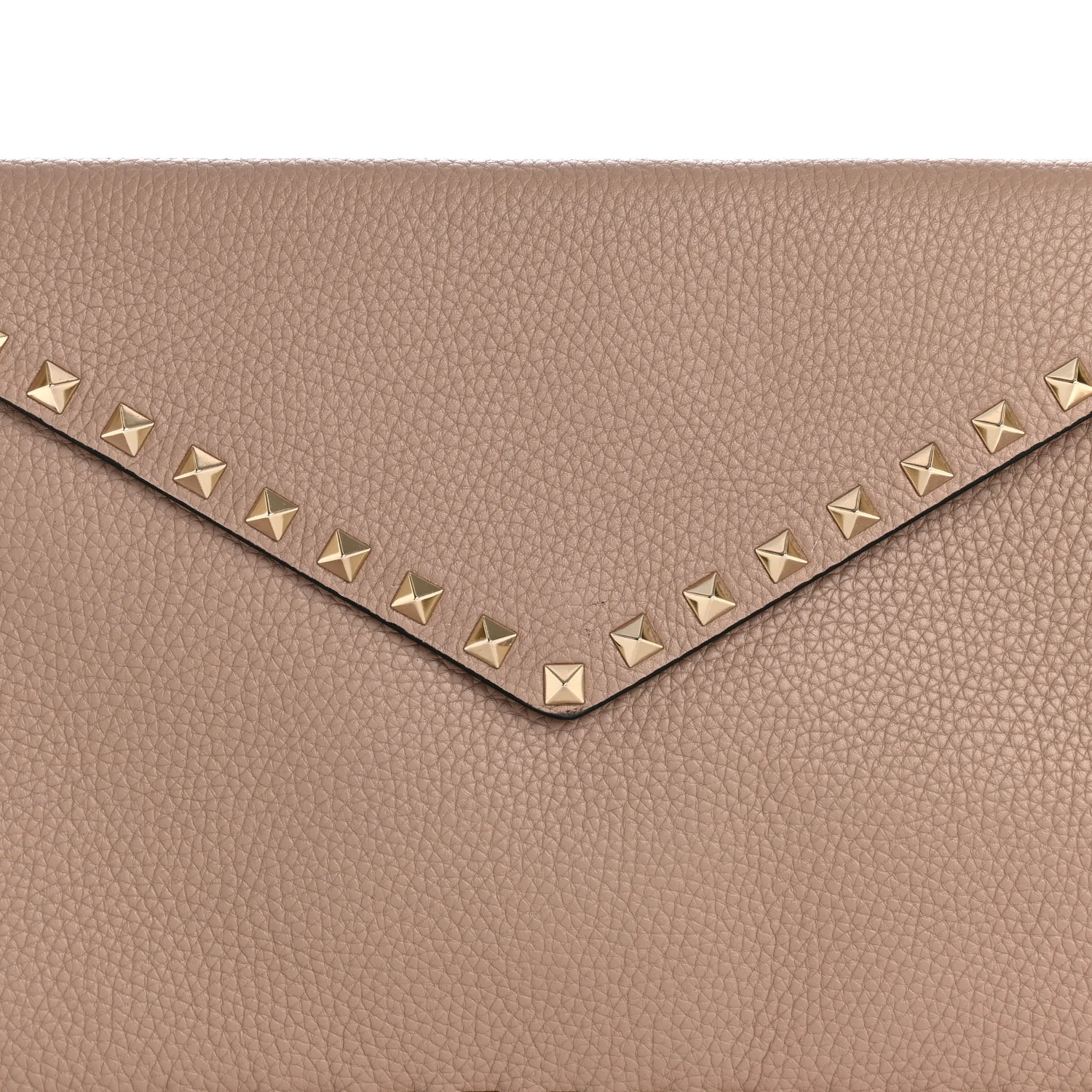 Vitello Medium Rockstud Envelope Flat Wristlet Pouch Poudre