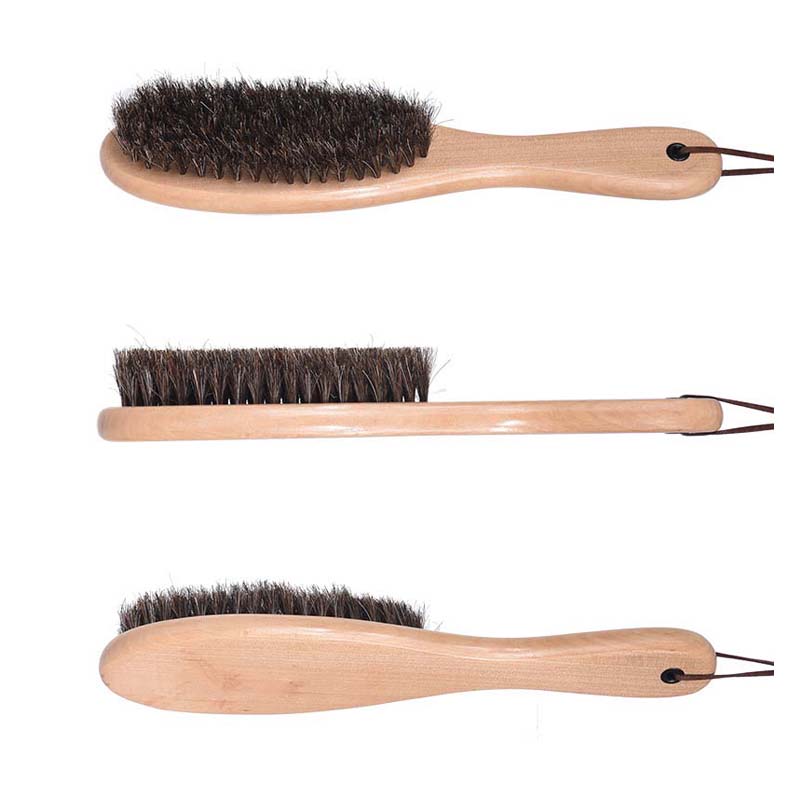 Black Horse Hair 25cm Red Handle Wooden Cloth Brush for Cleaning Brush