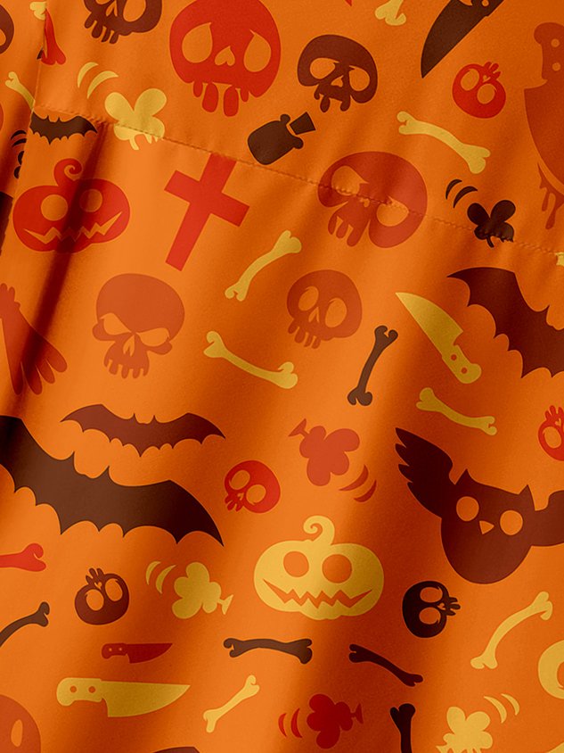 T-shirt à manches courtes avec poche poitrine et motif crâne d'Halloween