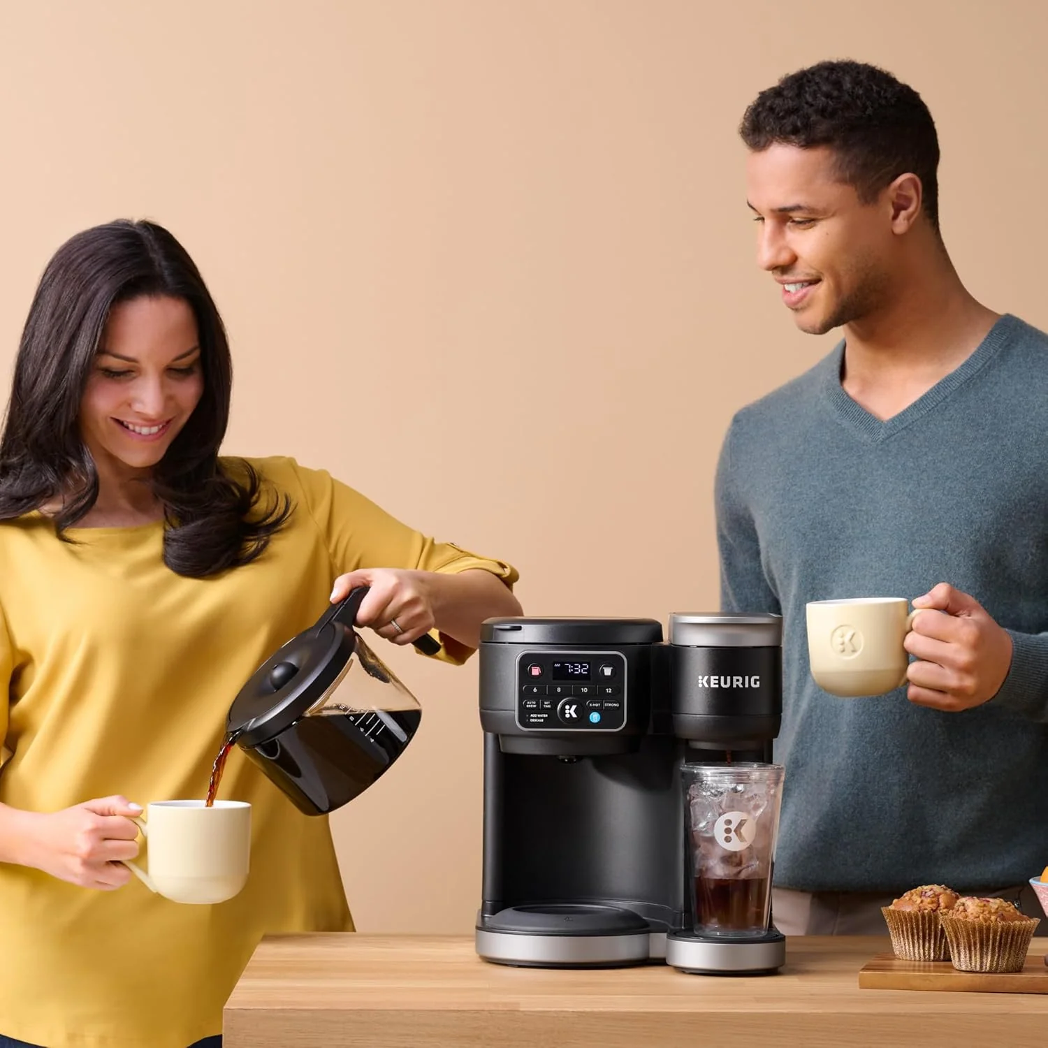 Cafetière Keurig K-Duo pour boissons chaudes et glacées, dosettes individuelles et carafe, technologie MultiStream, réservoir de 2,1 L (72 oz).