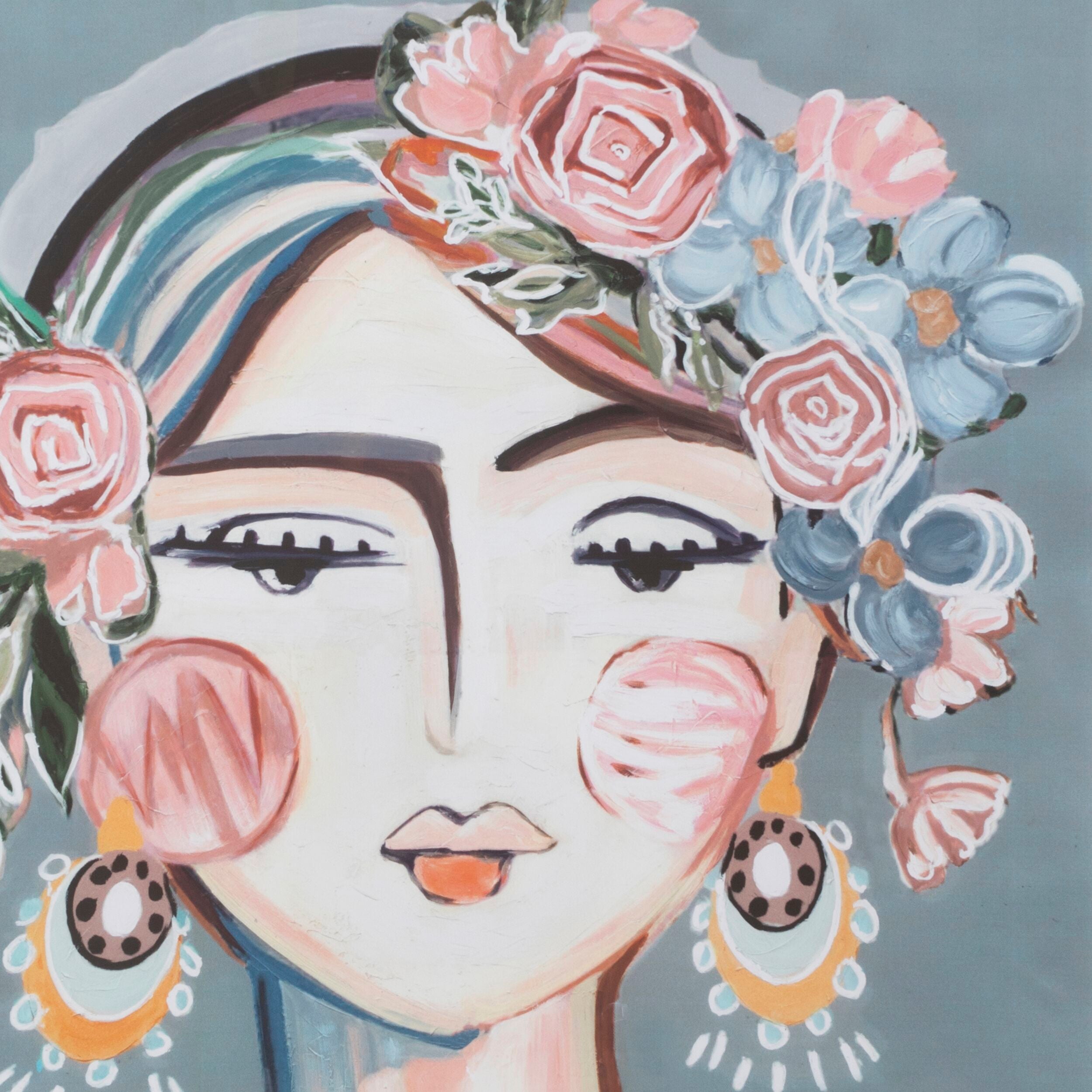 Charmaine Abstract Pink Floral Lady Framed Print 80x80cm