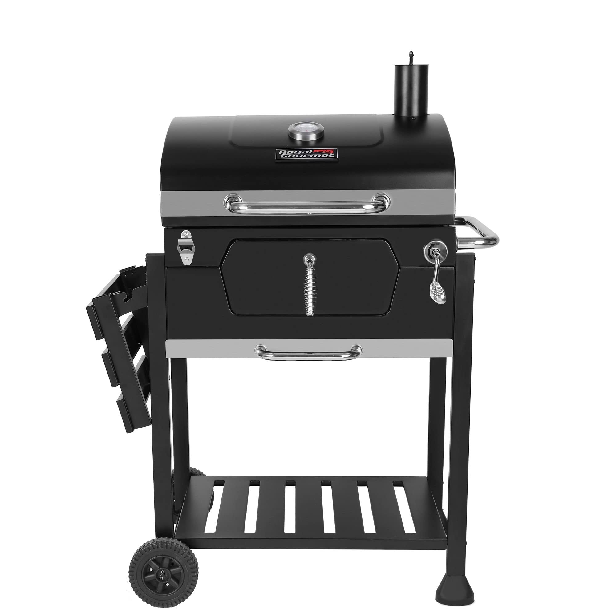 Royal Gourmet 24 in. Charcoal Grill in Black with 1-Side Table