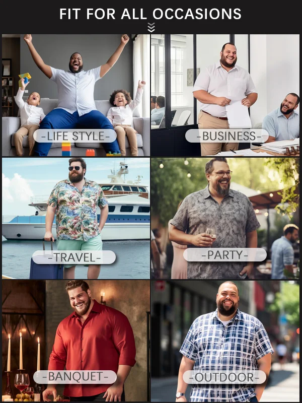 Chemise hawaïenne décontractée à manches courtes pour homme, grandes tailles, idéale pour les vacances (réf. 006)