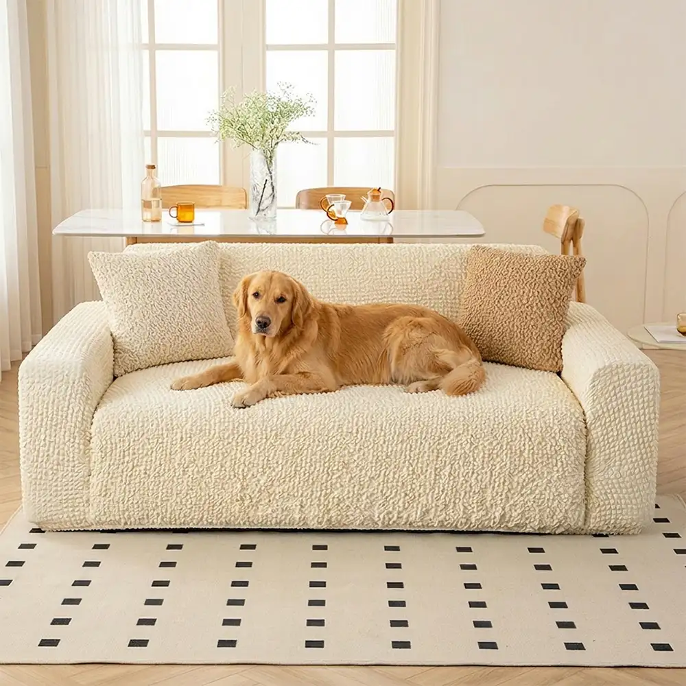 Cream Style Seersucker Breathable Stretchy Full-Coverage Magic Armchair Cover