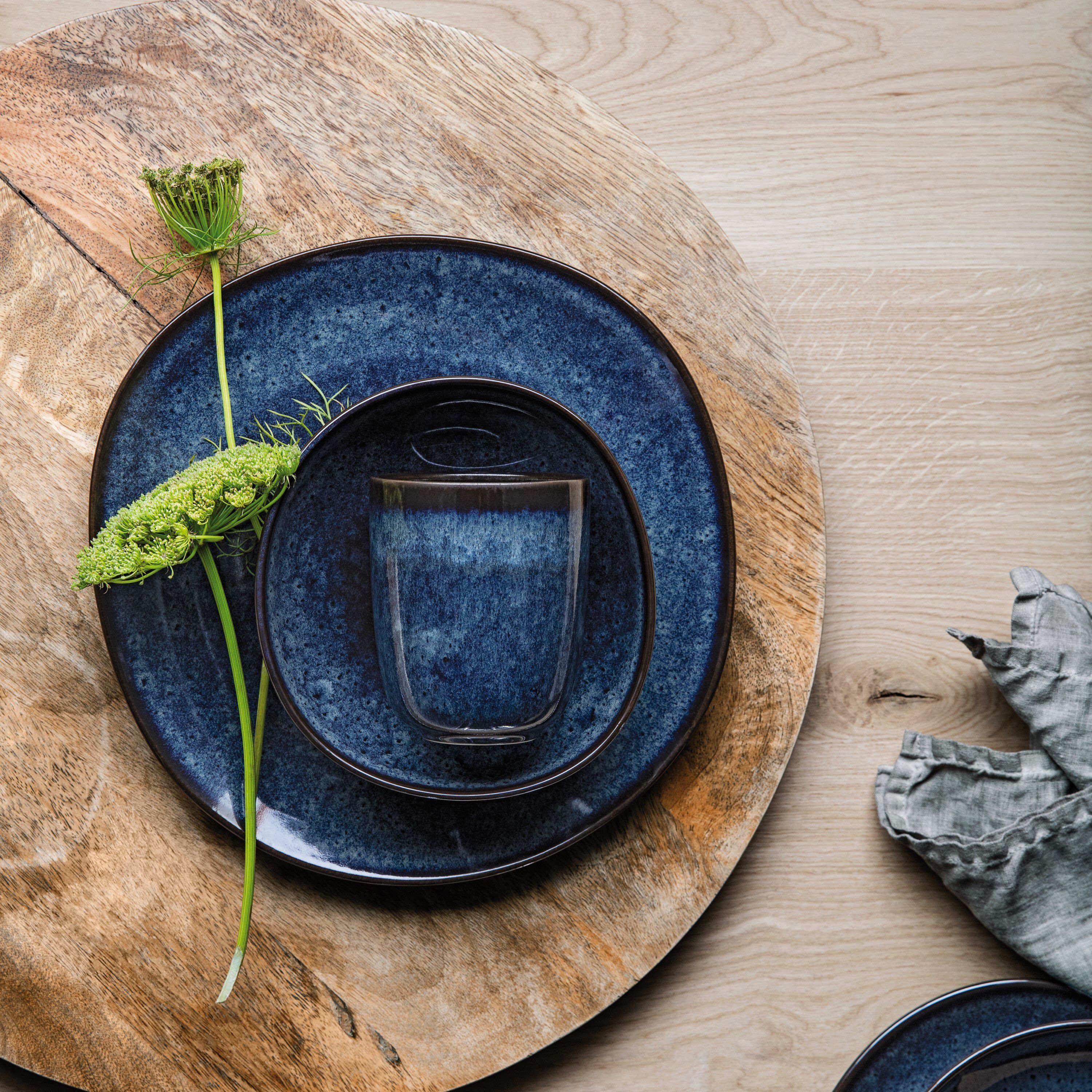 Lave Salad/ Dessert Plate - Blue, 9.3'' x 9.1'', stoneware