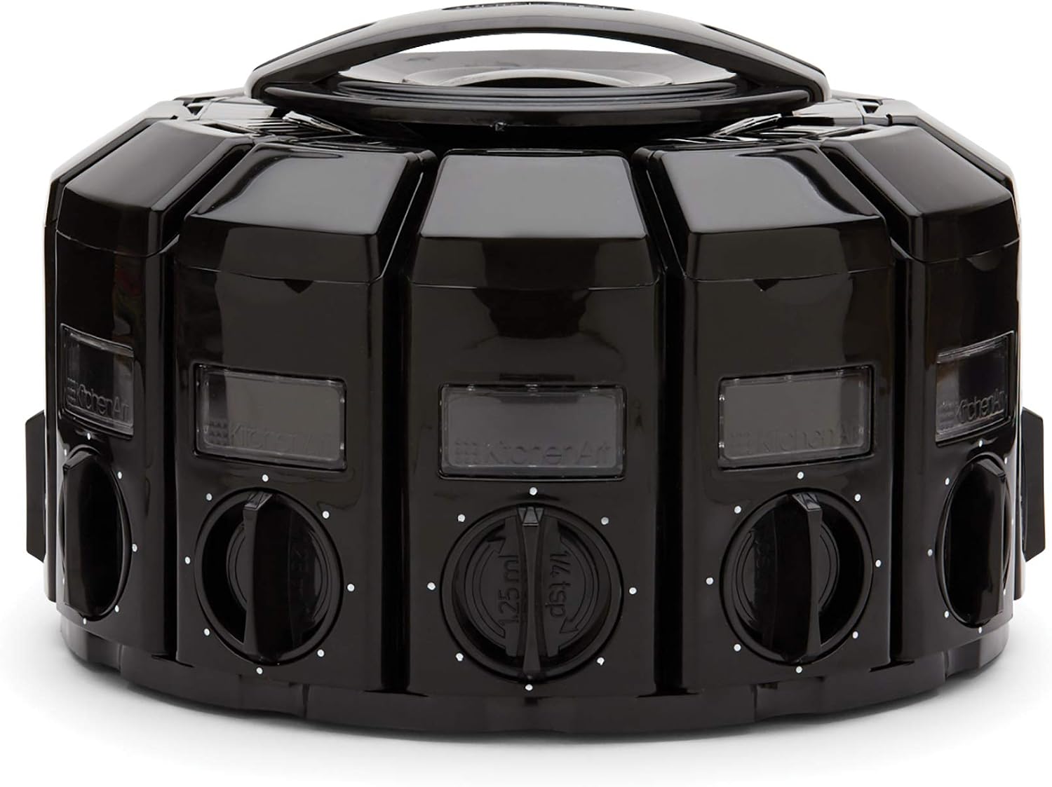 Kitchen Art Spice Rack Select-A-Spice Auto-Measure Carousel 12 Compartments Black 8.75 x 8.75 x 6 inches