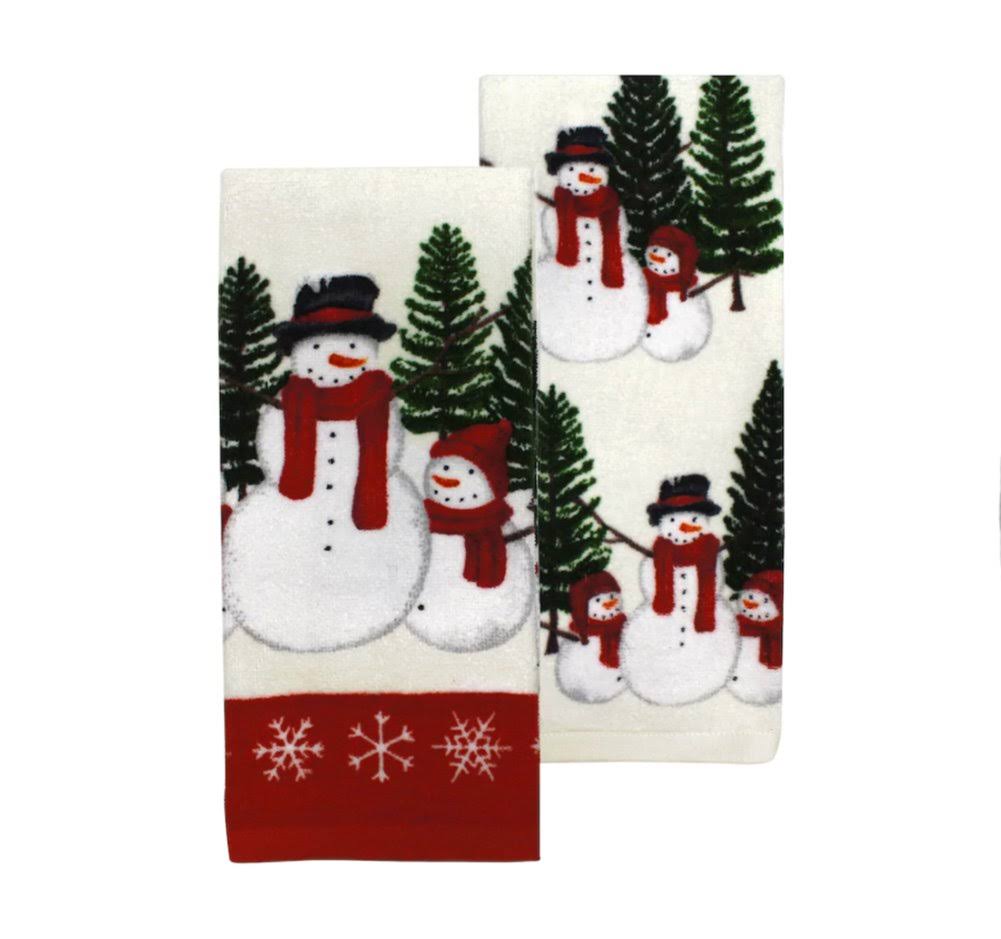 St. Nicholas Square scenic Snowman Kitchen Towel 2-Pk.