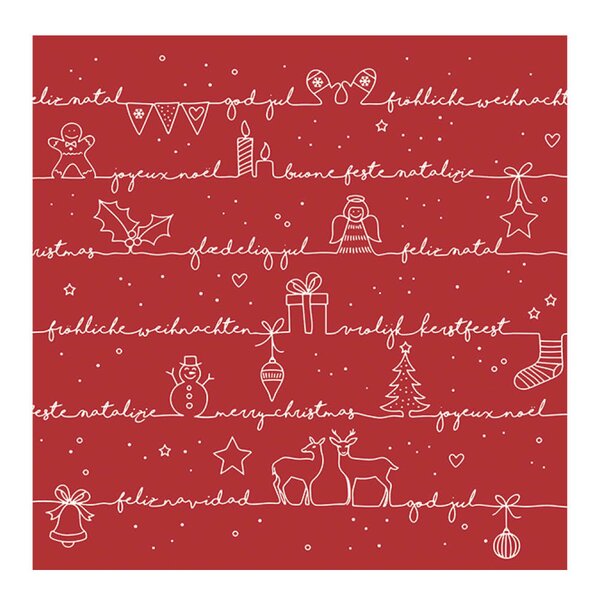 Serviett 33x33 cm 20 stk Written Christmas Wishes