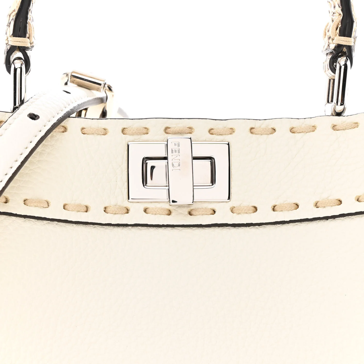 Cuoio Romano Snakeskin Selleria Mini Peekaboo Iconic Satchel White Stone