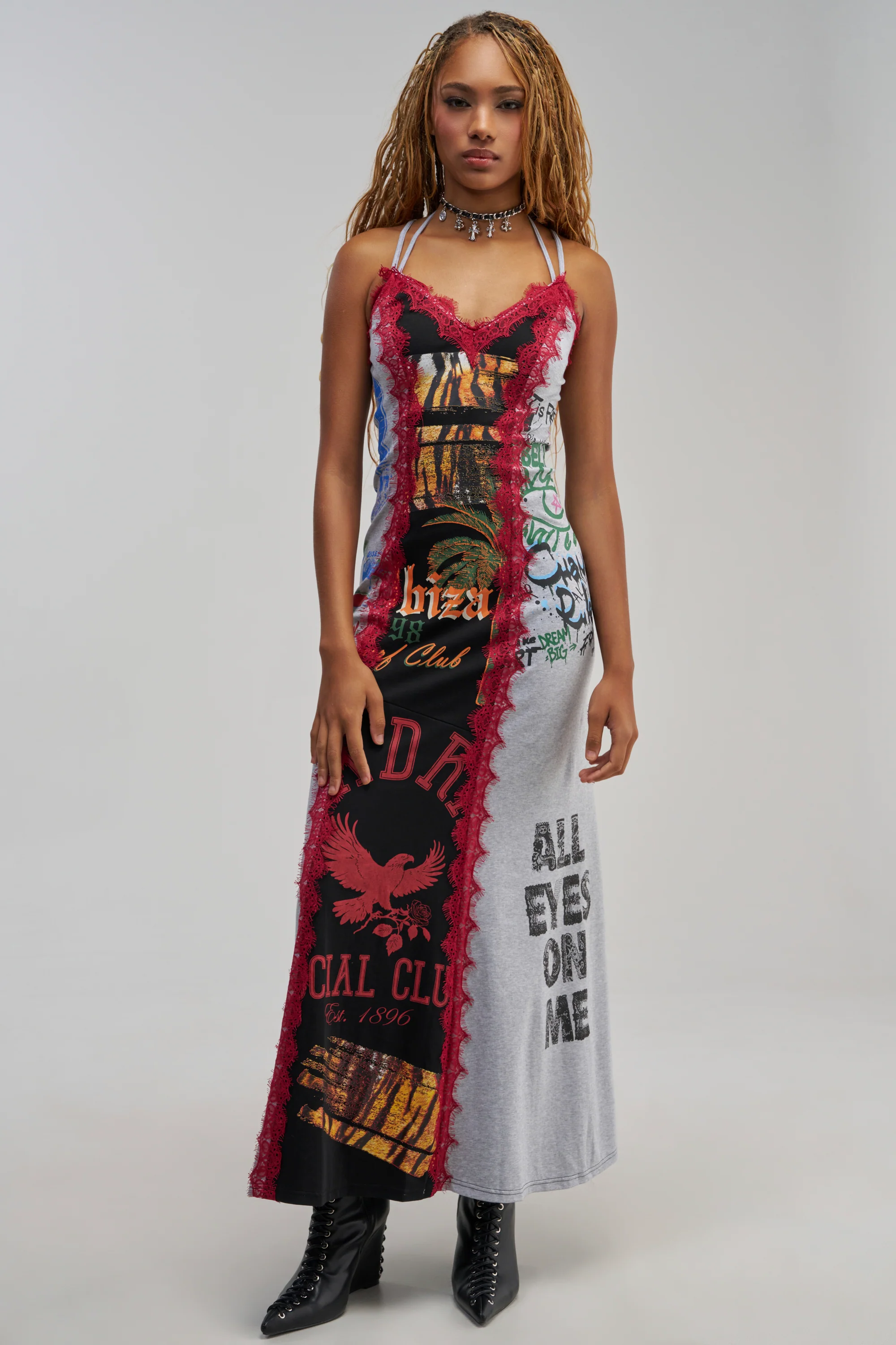 KISS AND TELL MAXI DRESS IN RED MULTI - Akira Store