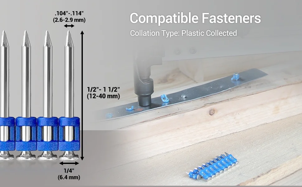 MEITE MTCS3040L Pneumatic Concrete and Steel Pinner 12Gauge 1/2 to 1-1/2 Length Concrete Nailer