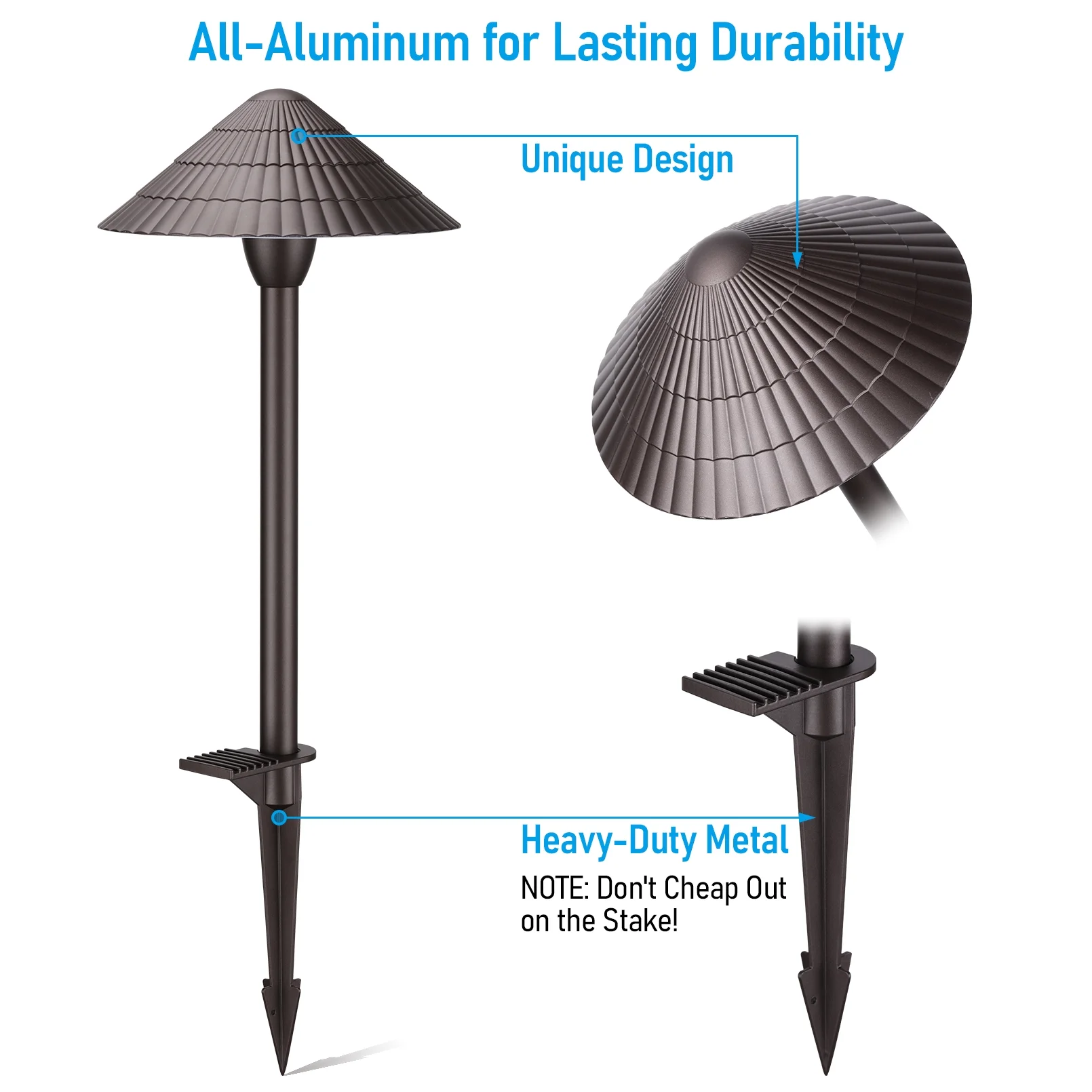 12 Pack 5CCT LED Pathway Landscape Lights, 1800K/2700K/3000K/4000K/5000K Selectable, 12-24V AC/DC Low Voltage, IP65 Waterproof, Oil Rubbed Bronze, Aluminum Housing