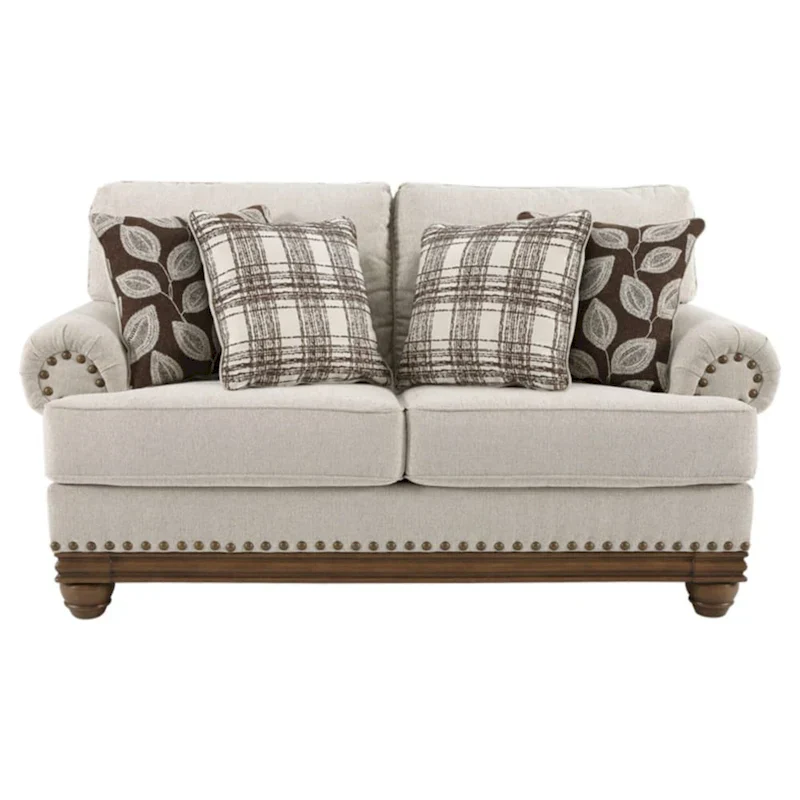 Harleson Classic Wheat Brown Loveseat with Nailhead Accents