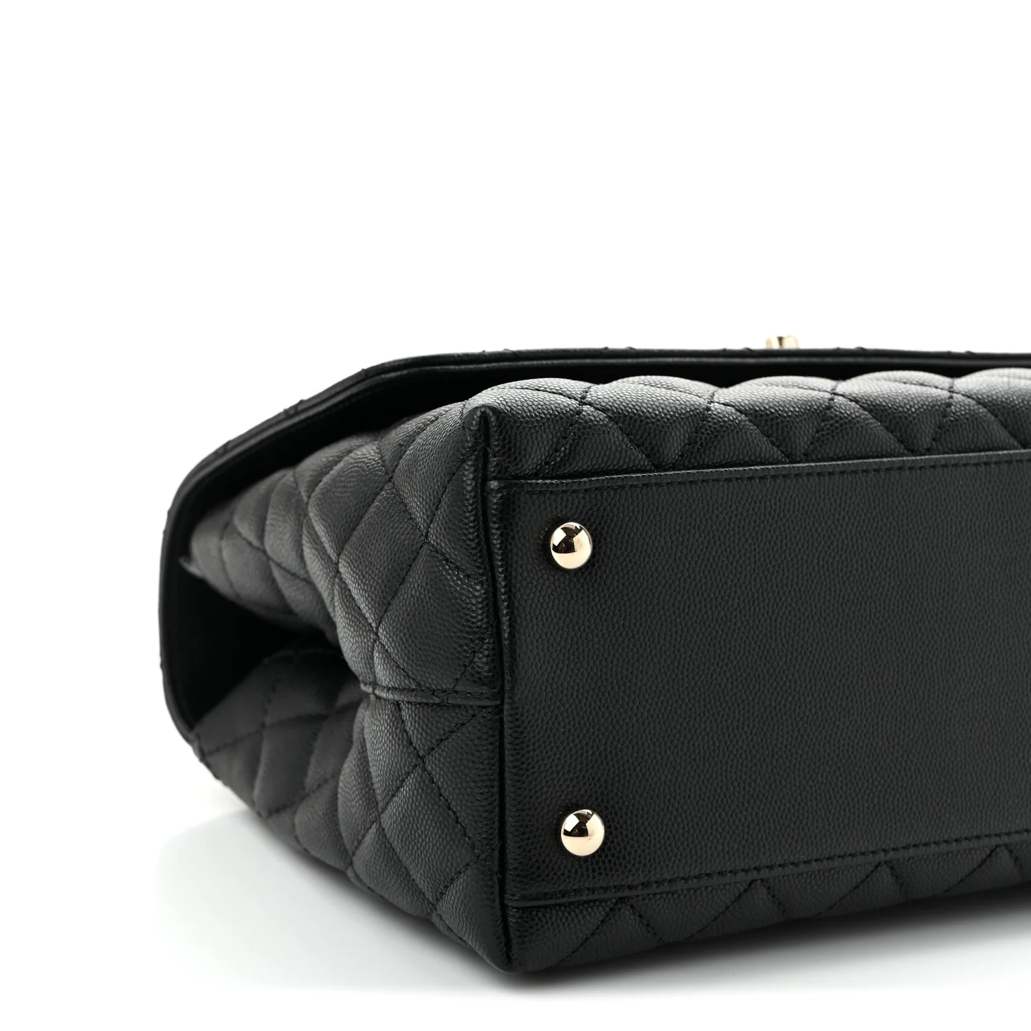 Caviar Quilted Small Coco Handle Flap Black