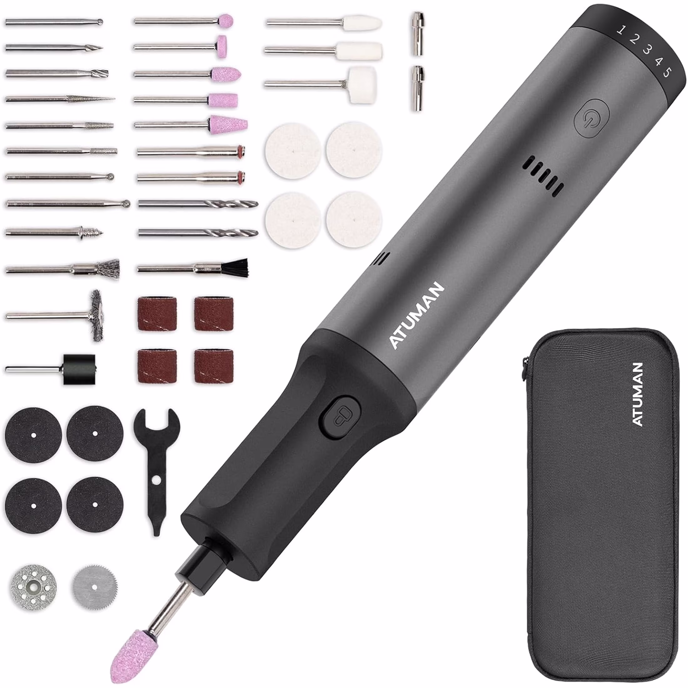Cordless Rotary Tool Kit, 7.2V, 5 Speeds, with 42 Accessories, Sanding, Polishing, Etching, Engraving, DIY Crafts