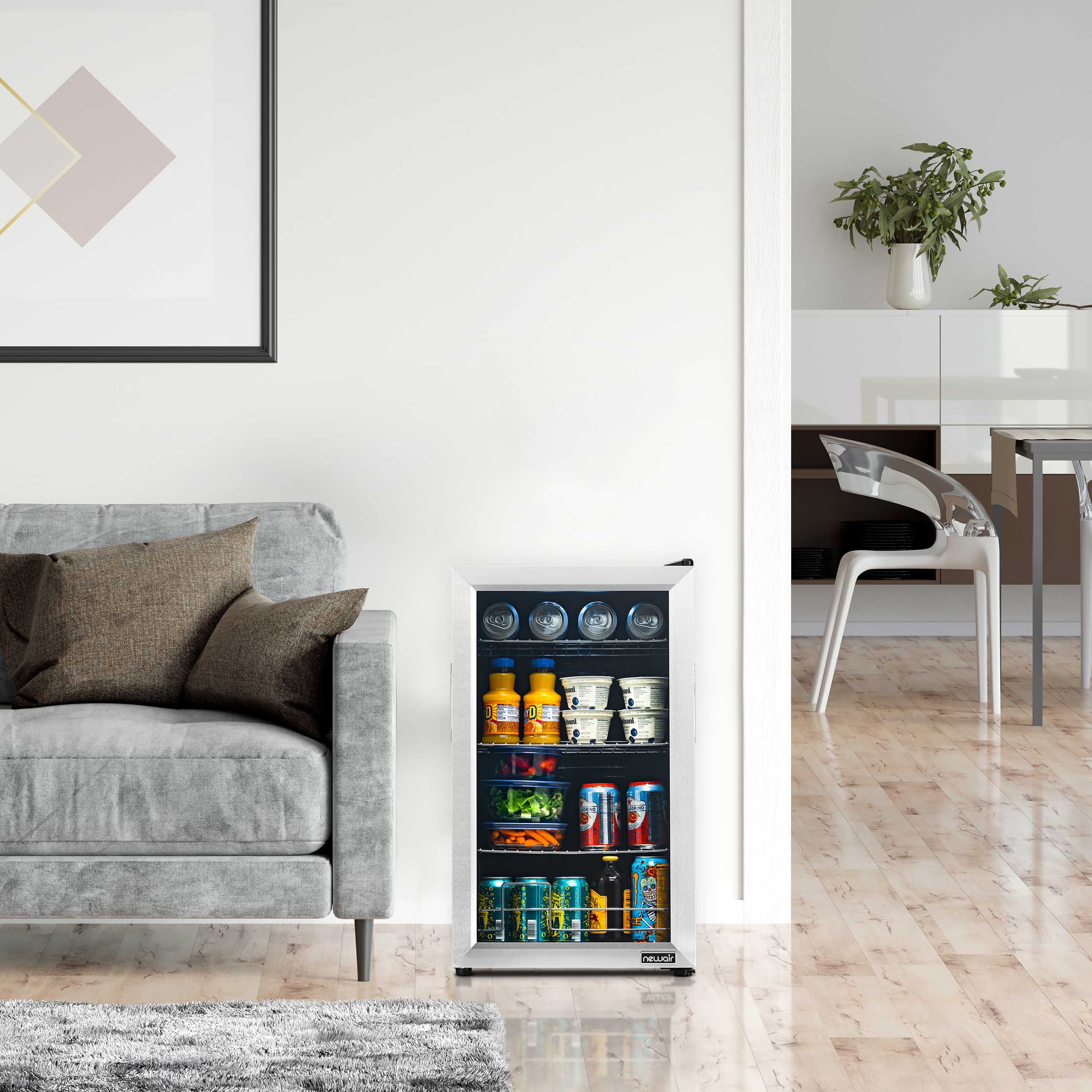 Newair 100-Can Freestanding Stainless Steel Beverage Fridge - 16.93