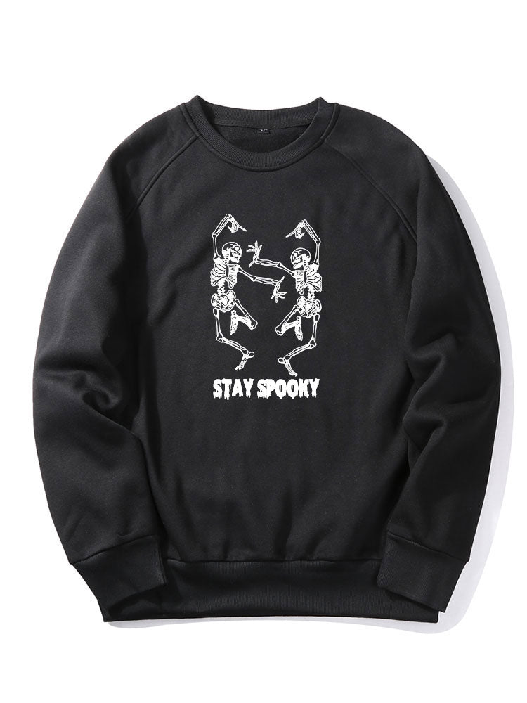 Sweat-shirt à imprimé squelette amusant pour Halloween