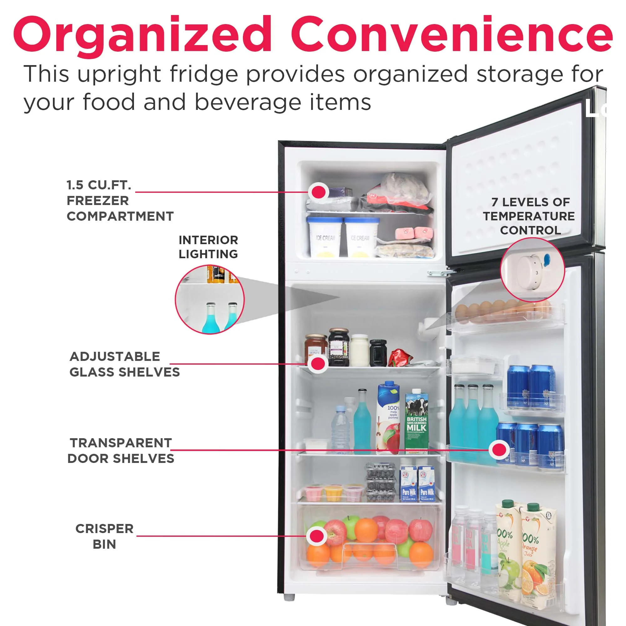 7.5 Cu. ft. Refrigerator, Platinum Series, Standard Door Style Stainless Look - Image 4