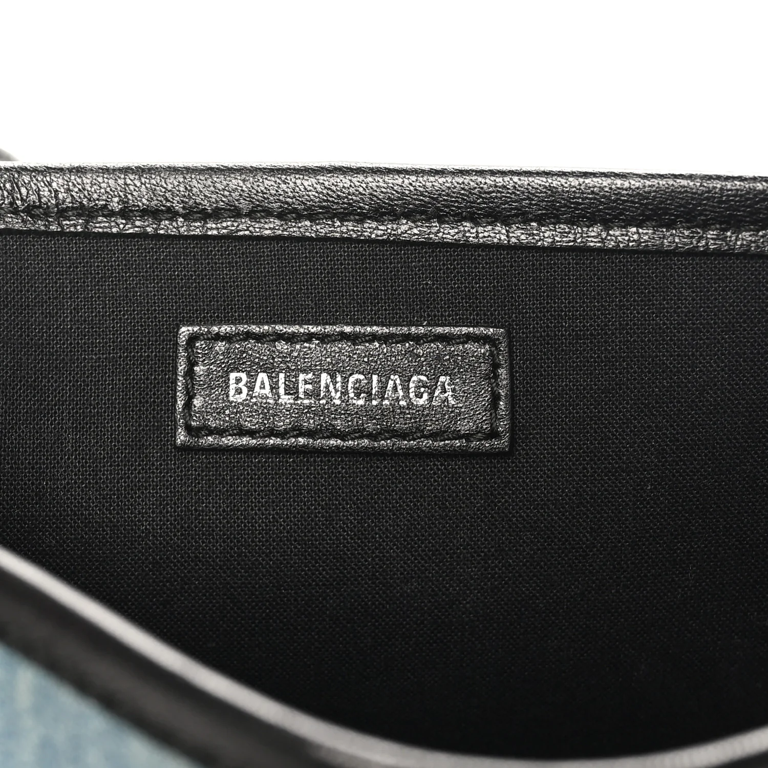 Denim  Fabric Satin Calfskin Navy Cabas XS Blue Black
