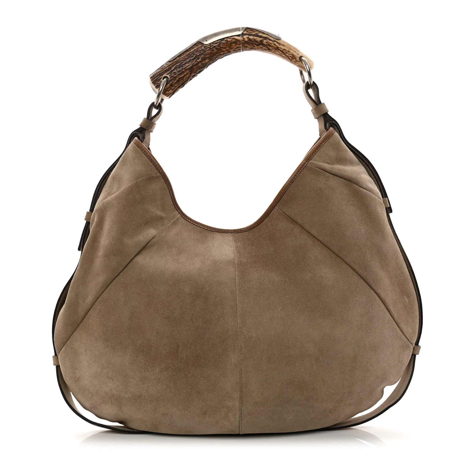 Suede Buffalo Horn Mombasa Hobo Beige