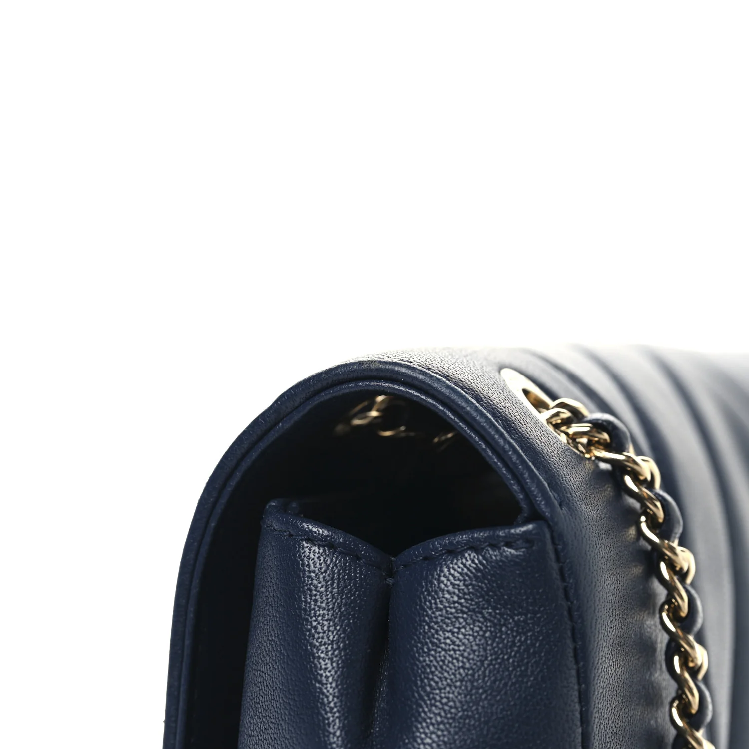 Sheepskin Chevron Quilted Medium Vintage Mademoiselle Flap Navy