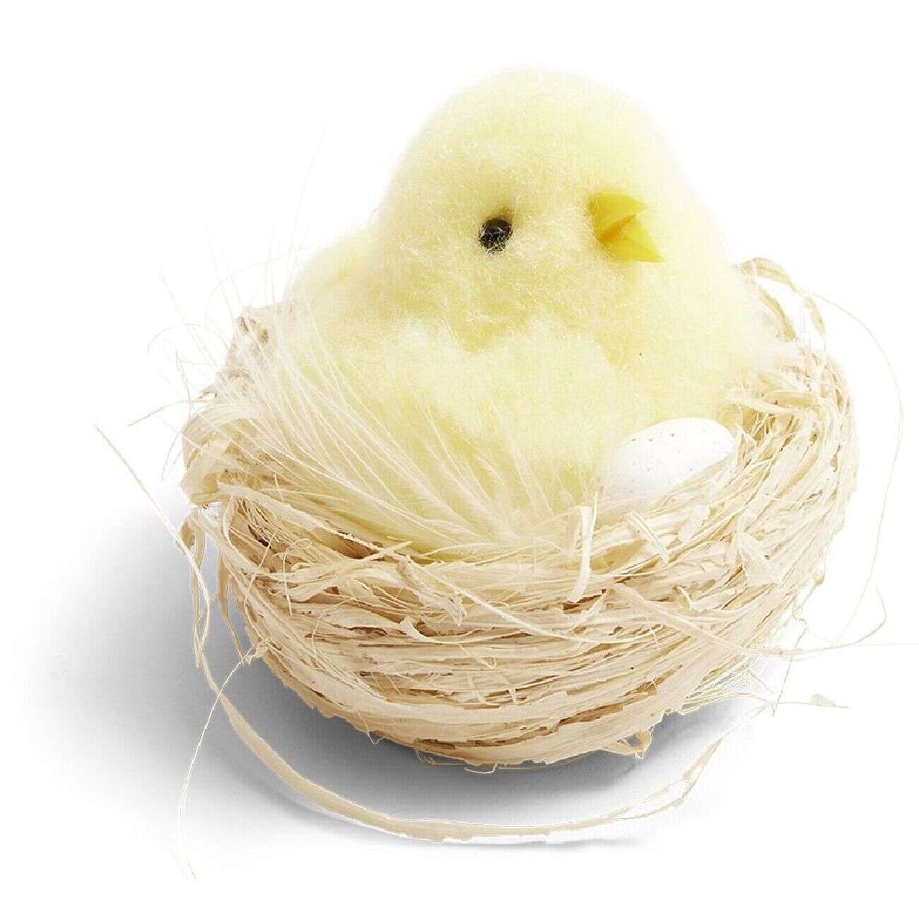 Décoration Pâques à poser poussin dans nid - 2 coloris