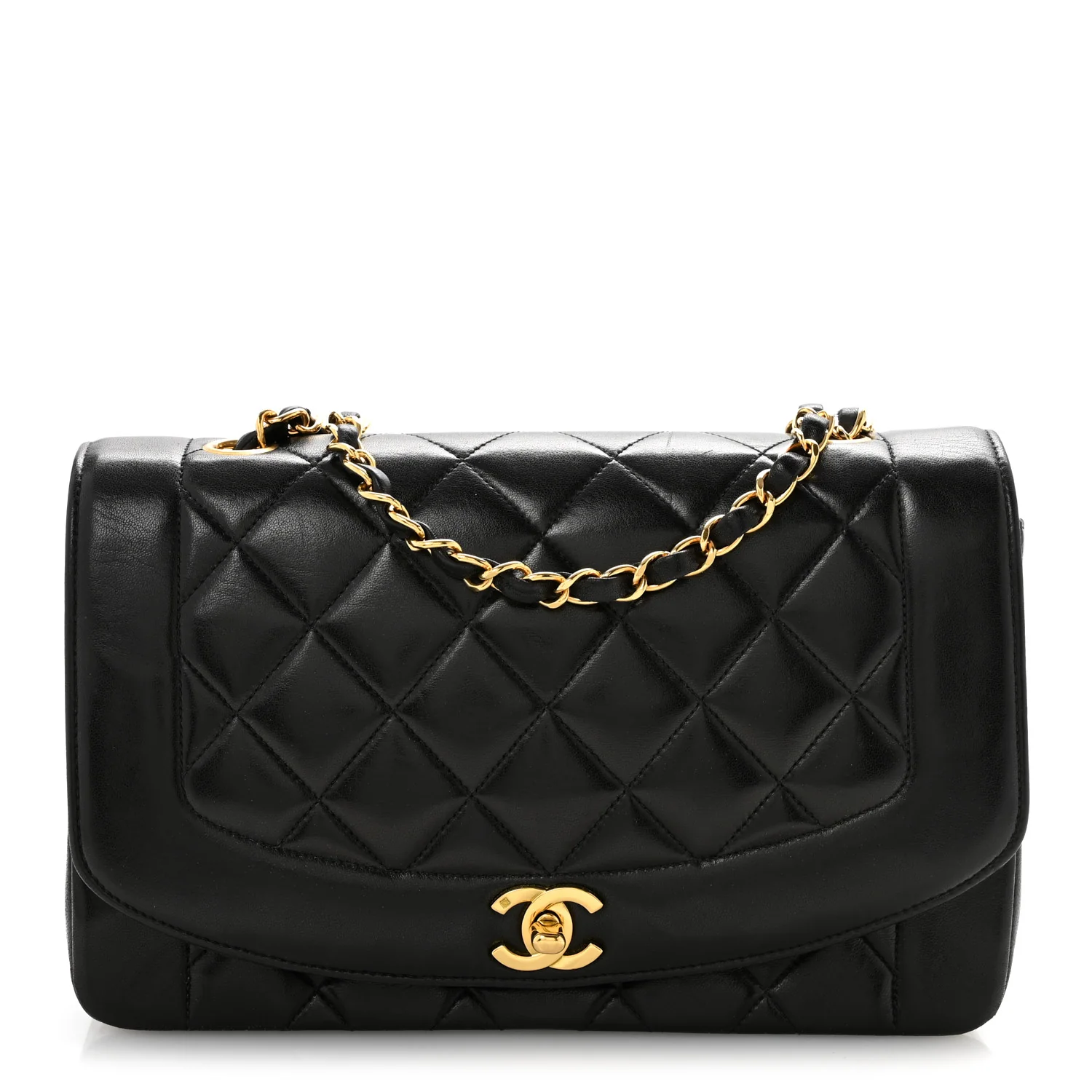 Lambskin Quilted Medium Single Flap Black