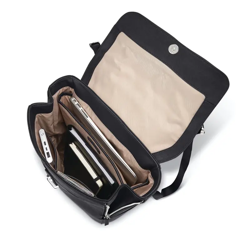 Black Women's Executive Leather Flap Backpack Laptop Backpacks | 5362-RDWTX - SAMSONITE OUTLET
