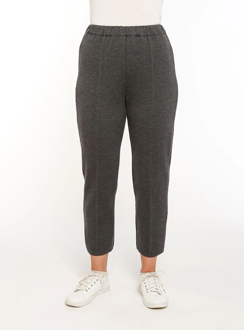 Pantalon femme en laine gris anthracite