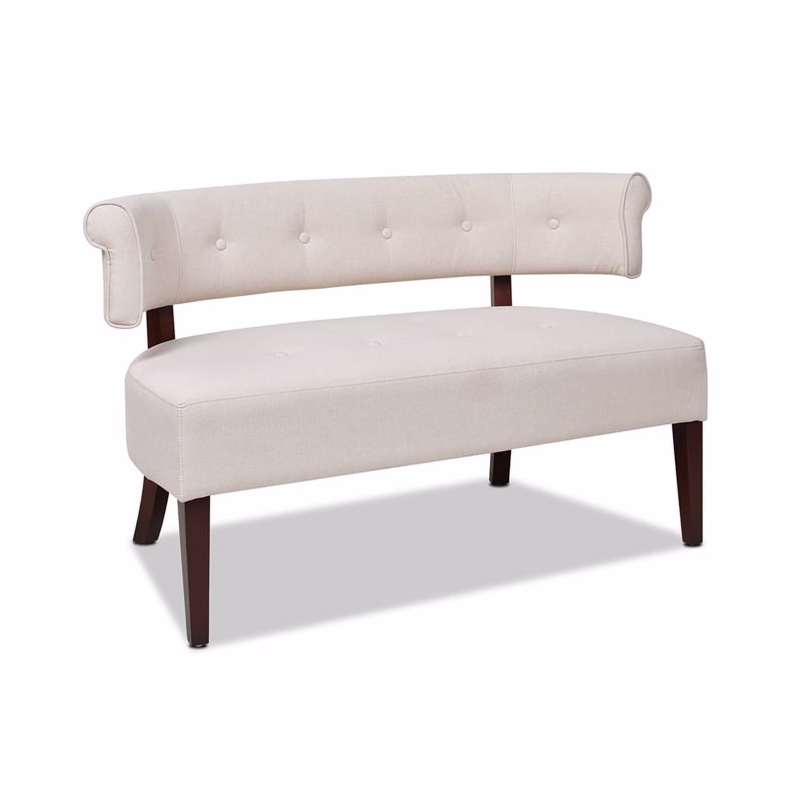 Jared Roll Arm Tufted Polyester Fabric Bench, Sky Neutral Beige(Cream)