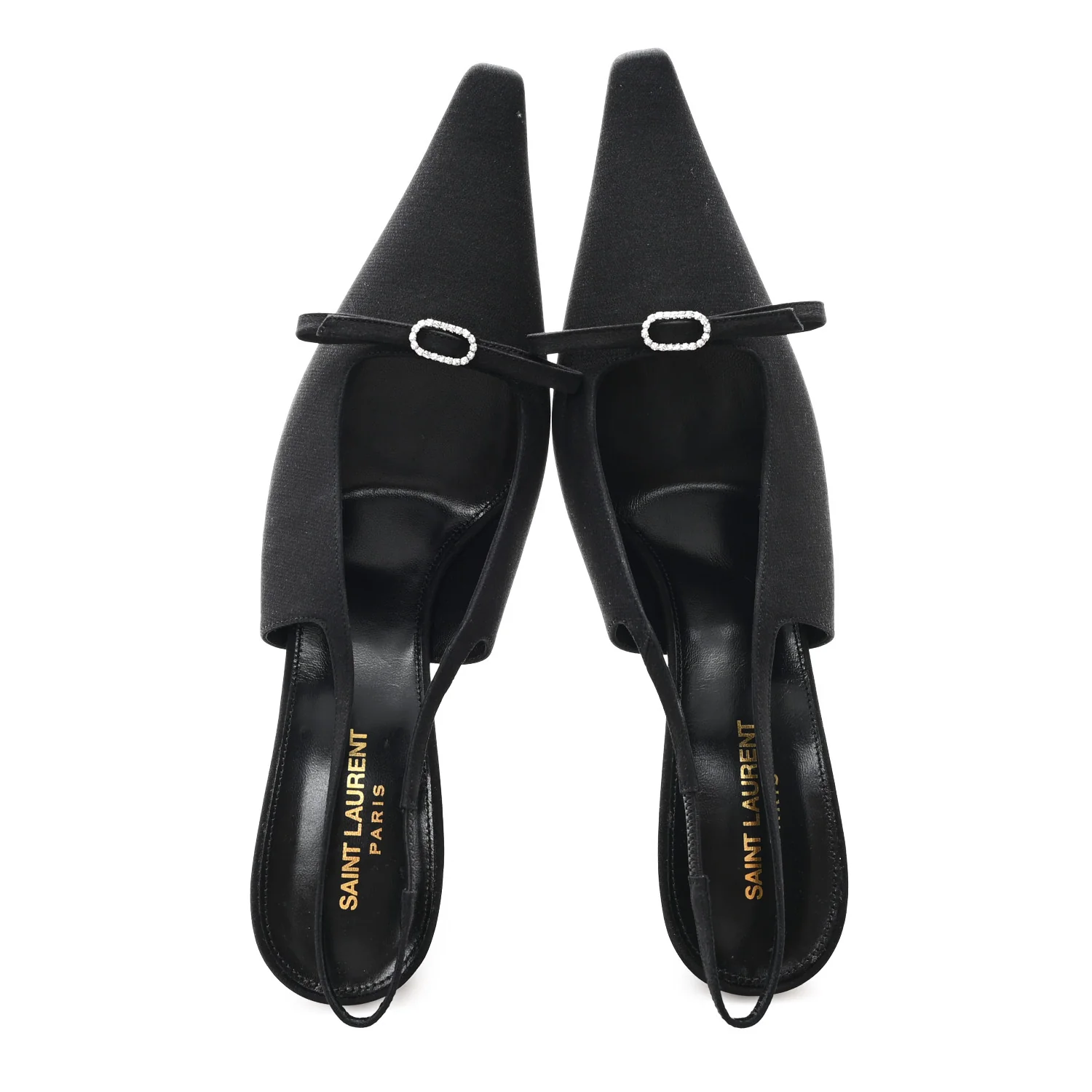 Crepe De Chine Crystal Bow Slingback Pumps 41.5 Black