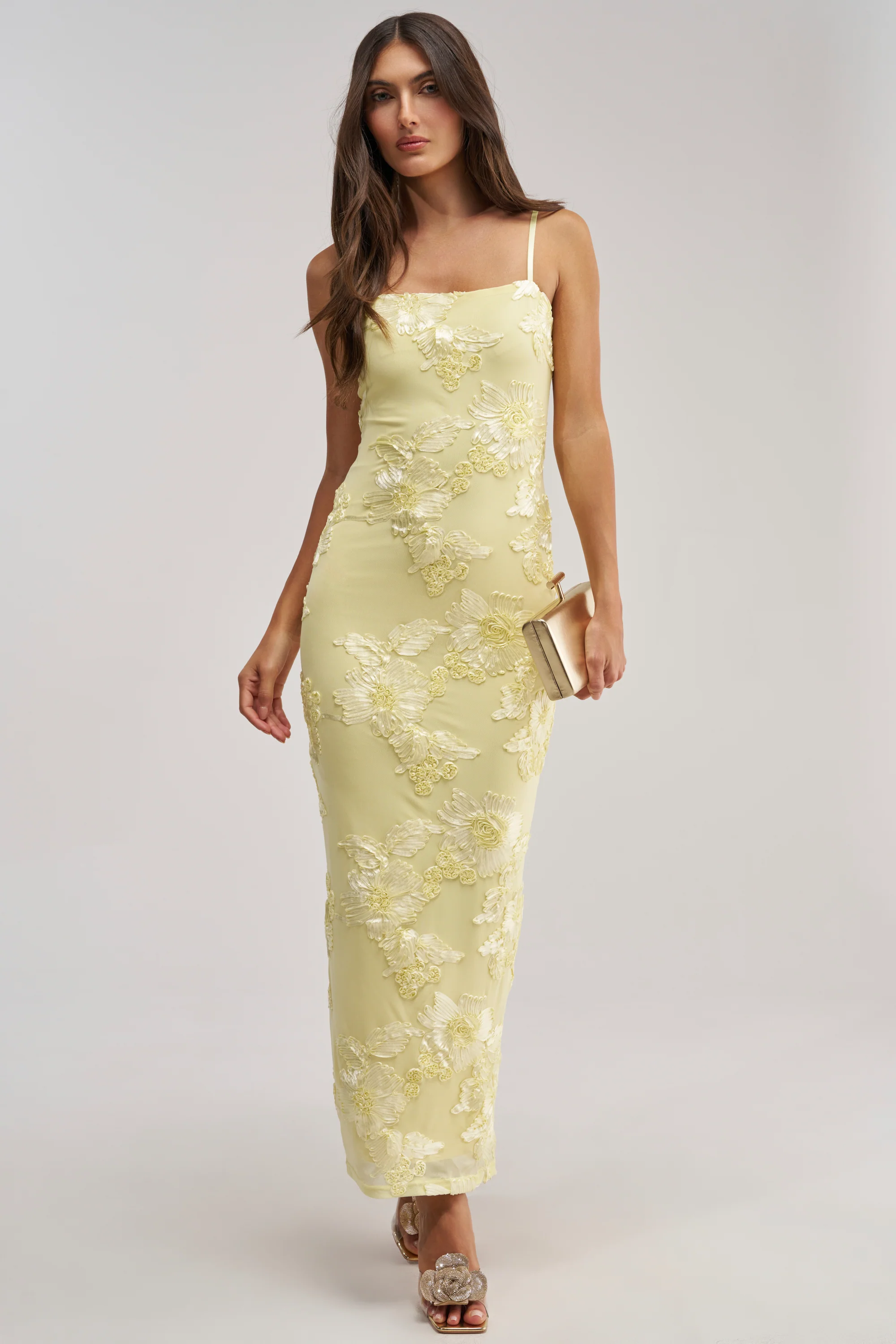 TRY TO KEEP UP FLORAL MIDI DRESS IN YELLOW - Akira Store
