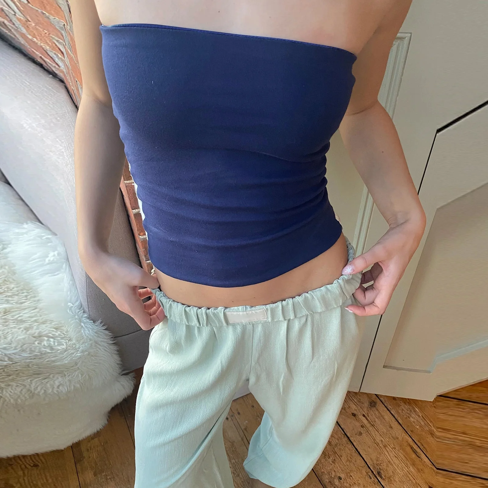 Haut bustier fin rayé pour femmes