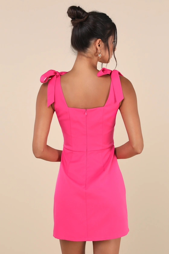 Your Sweetie Fuchsia Tie-Strap Mini Dress