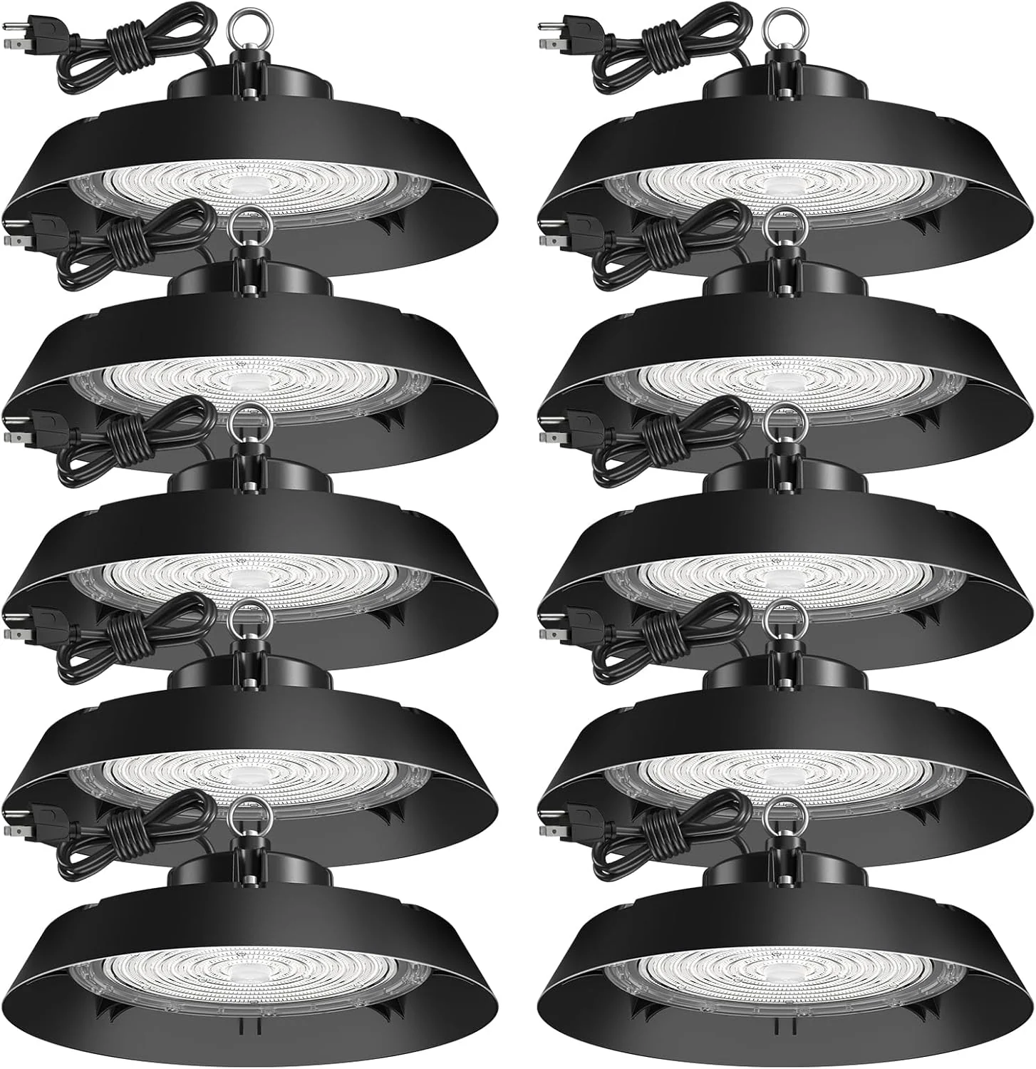 200-watt, 10 sets of UFO lamps, LED ceiling lights, 28,000 lumens, 5000K LED ceiling lights, 5-foot cable, can replace 650-watt metal halide/hot mercury lamps, suitable for gyms, factories, barns and warehouses.