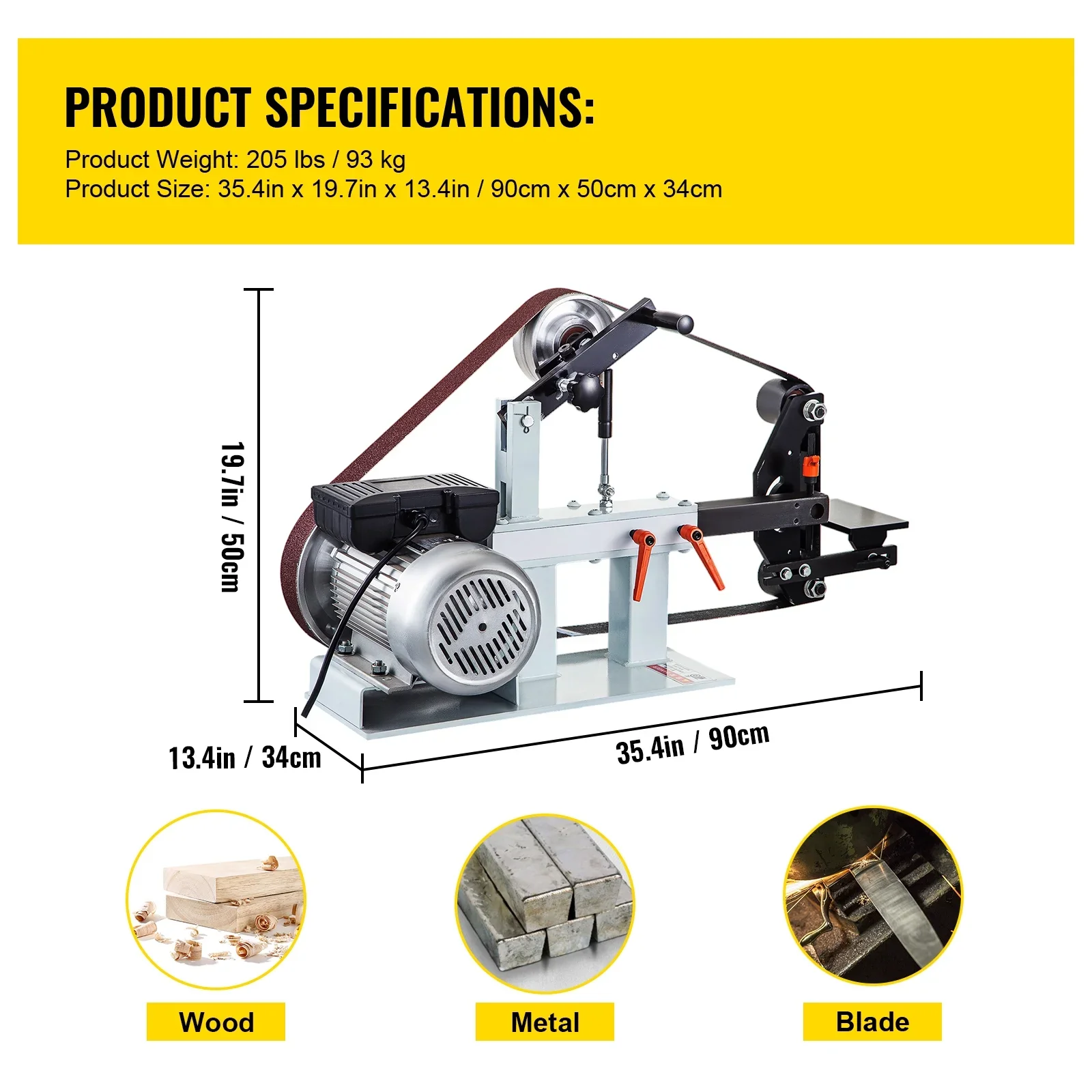 KFFKFF 2 x 82 Belt Grinder, 2HP 1500W, Versatile 3-in-1 Constant Speed Sander, 110V Bench Sander with 12 Wheel, Flat Platen Tool Rest, Ideal for Knife Crafting