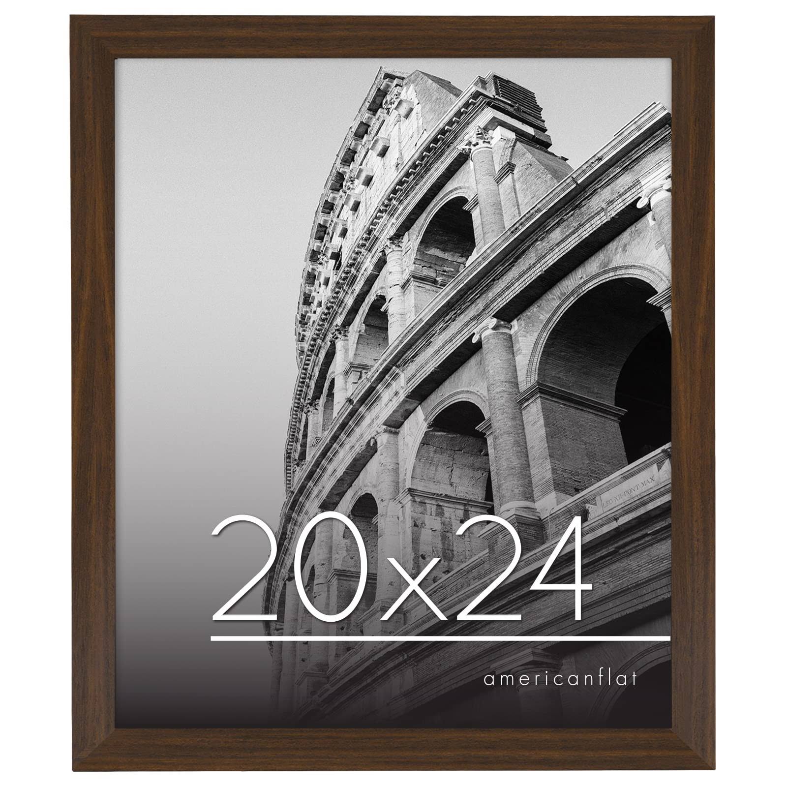 Americanflat 20x24 Poster Frame in Walnut with Polished Plexiglass - Horizontal and Vertical Formats with Included Hanging Hardware