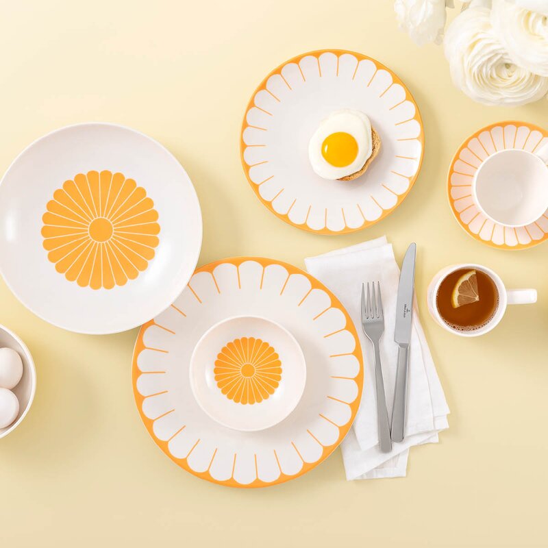 Fleur soleil fat til kaffekopp 14,8 cm hvit/gul