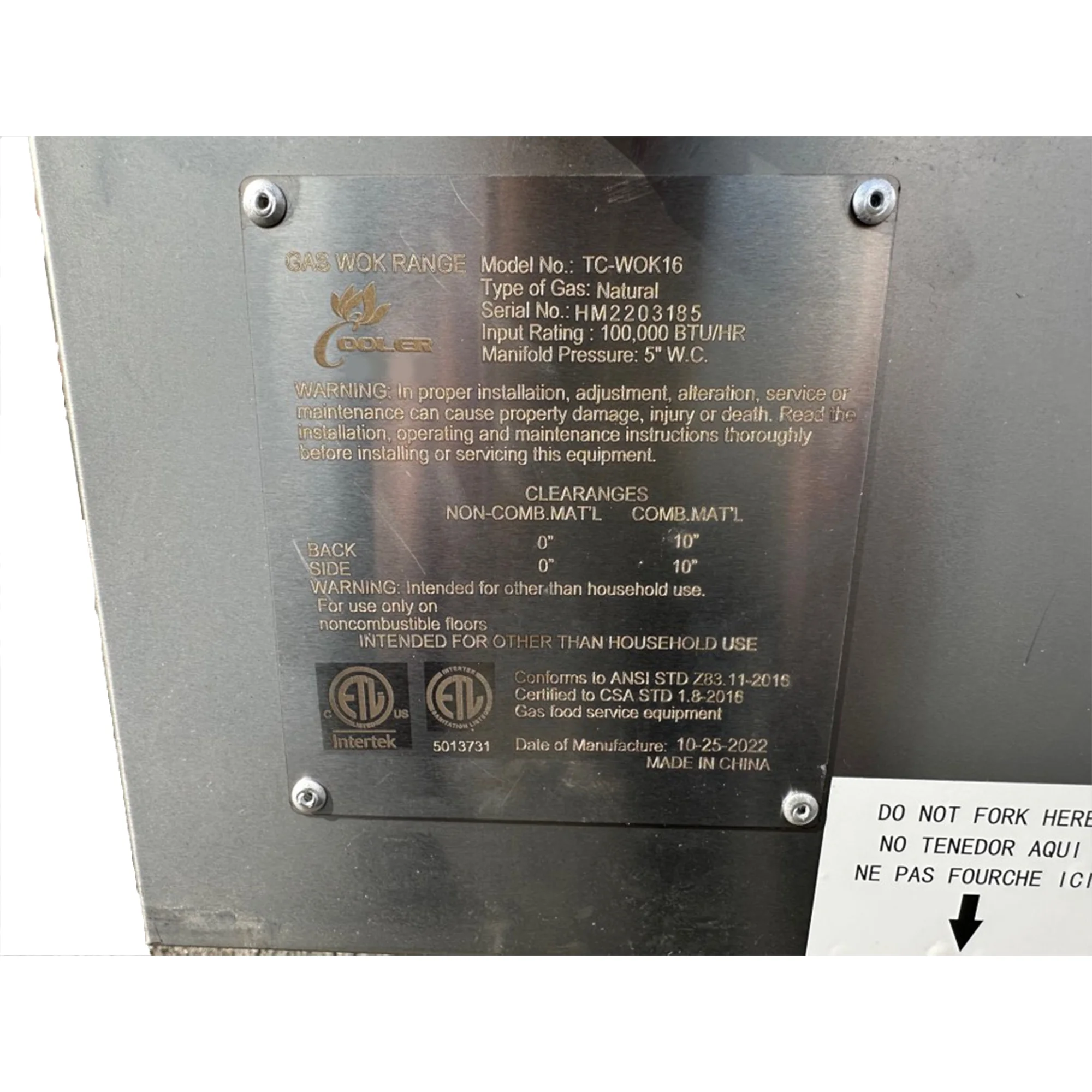 NSF 28 in. with 16 in. 1 Hole Commercial Restuarant Wok Range with Waterfall, Natural Gas Wok Accessory Range 125,000BTU - Image 3