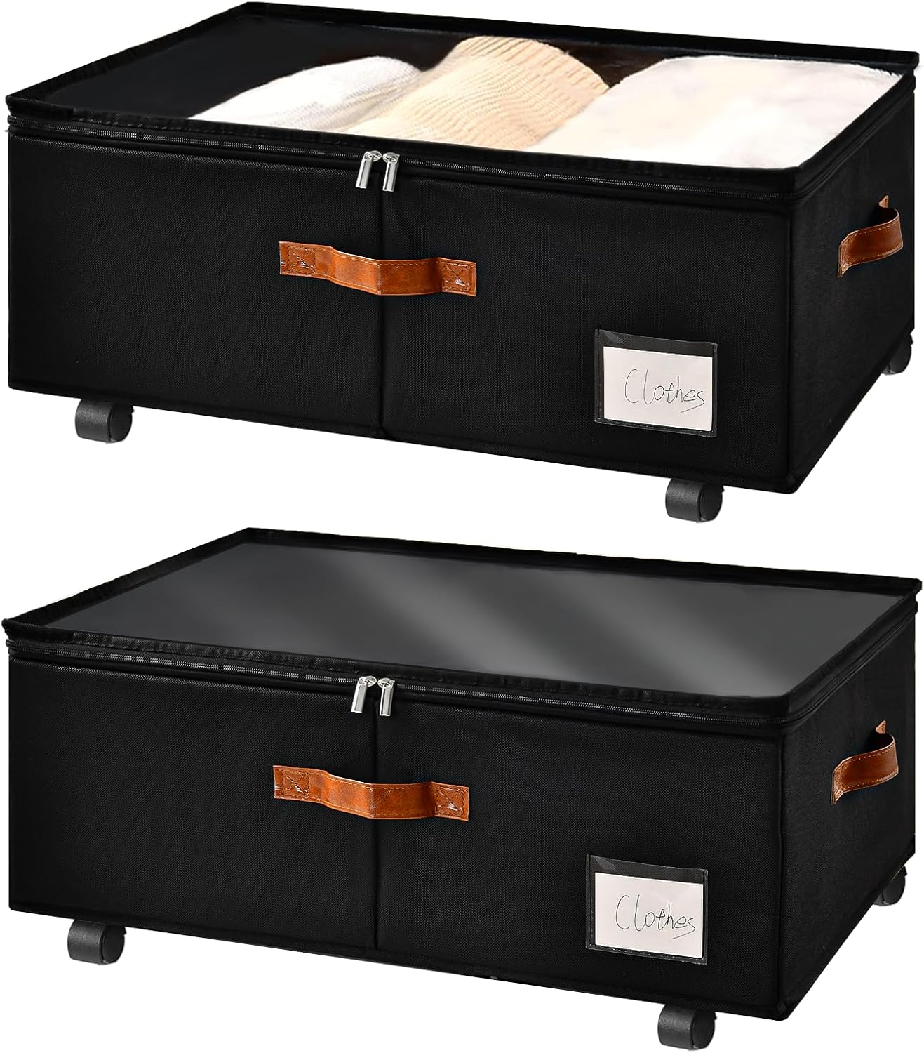 Freebat Under Bed Storage with Wheels 2 Pack, Underbed Container