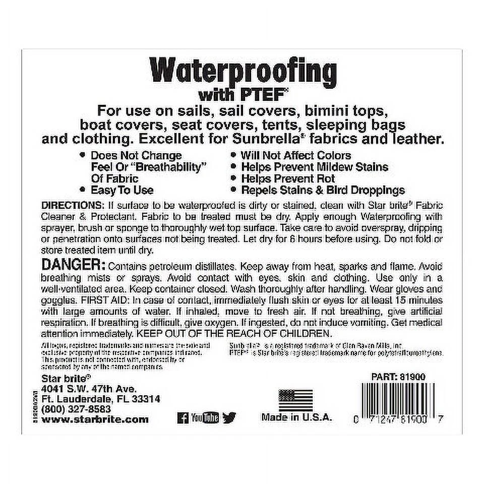 2 Pack Star Brite 81900 Fabric Waterproofing W/ PTEF Tent Boat Cover 2 Gal Total