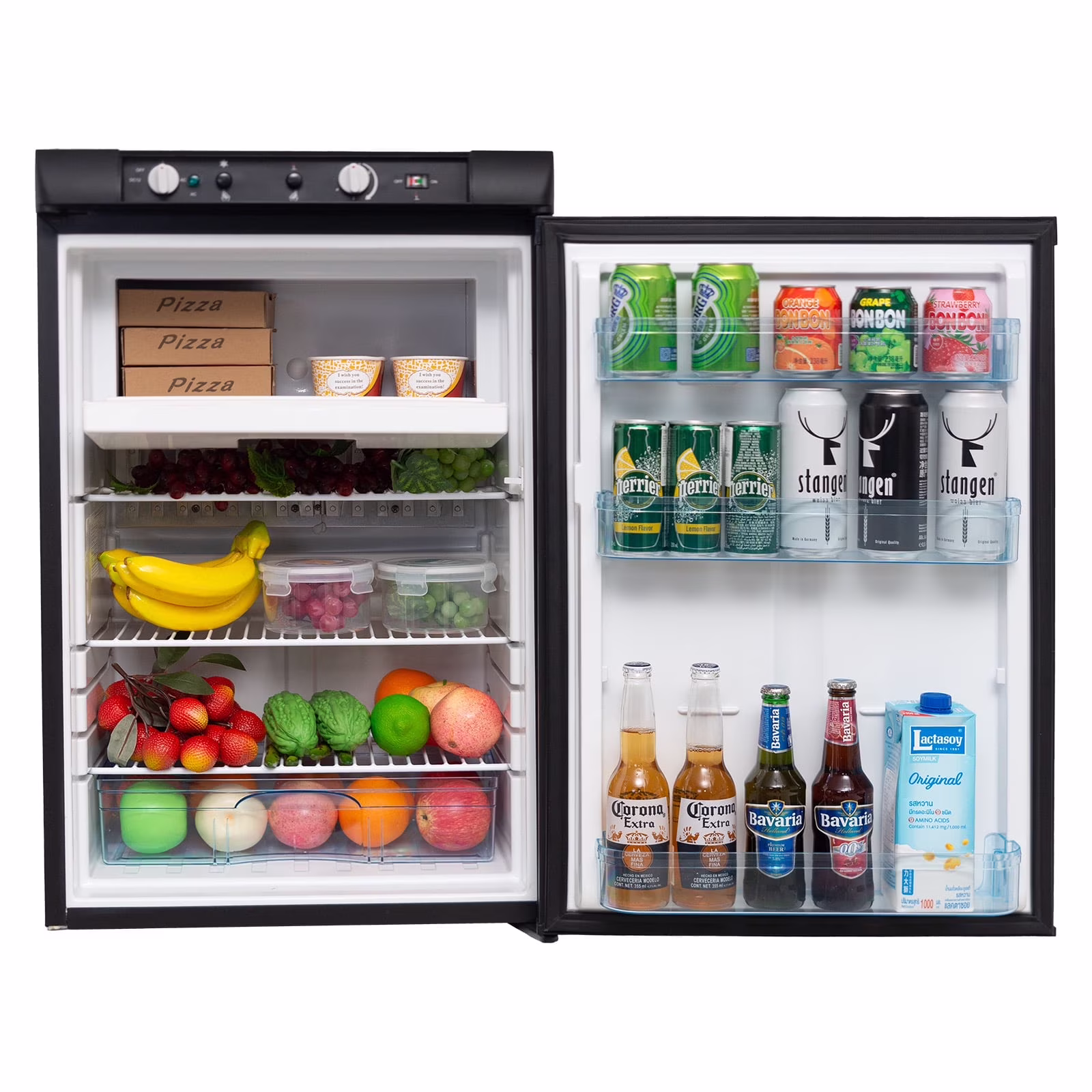 Smad Refrigerator with Freezer 3 Way Fridge Gas/12V/110V 3.5 Cu.ft Outdoor Caravan Off Grid Apartment