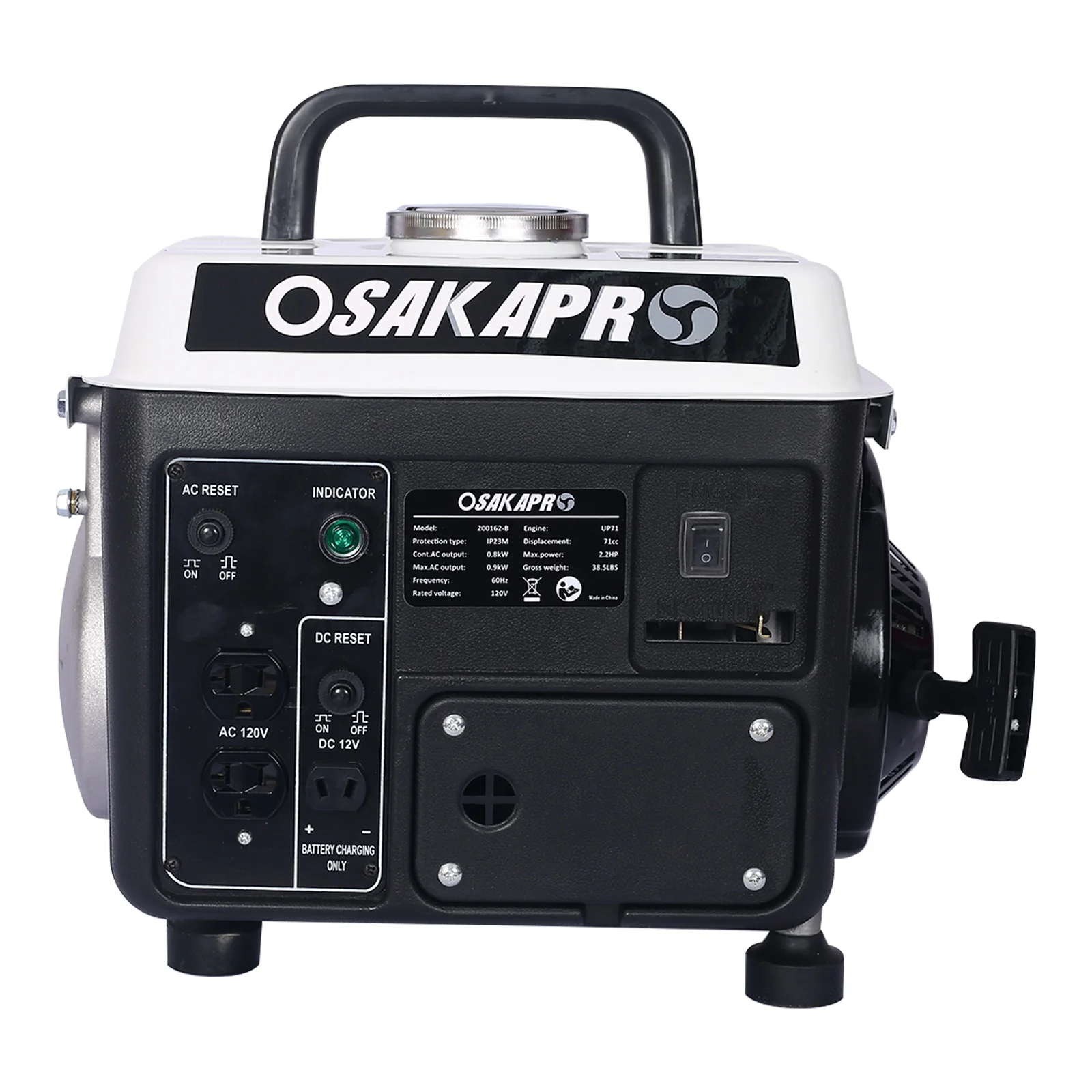 Portable Gas Powered Generator, 900W Peak, 800W Rated, Low Noise, Lightweight, EPA Compliant for Home, Camping, and Outdoor Use(White) Image 6