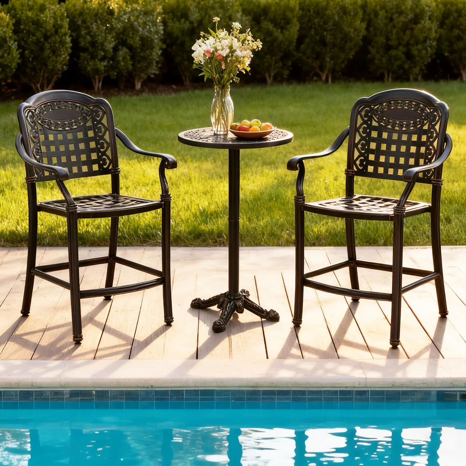 Tangkula 3 Piece Patio Bar Set