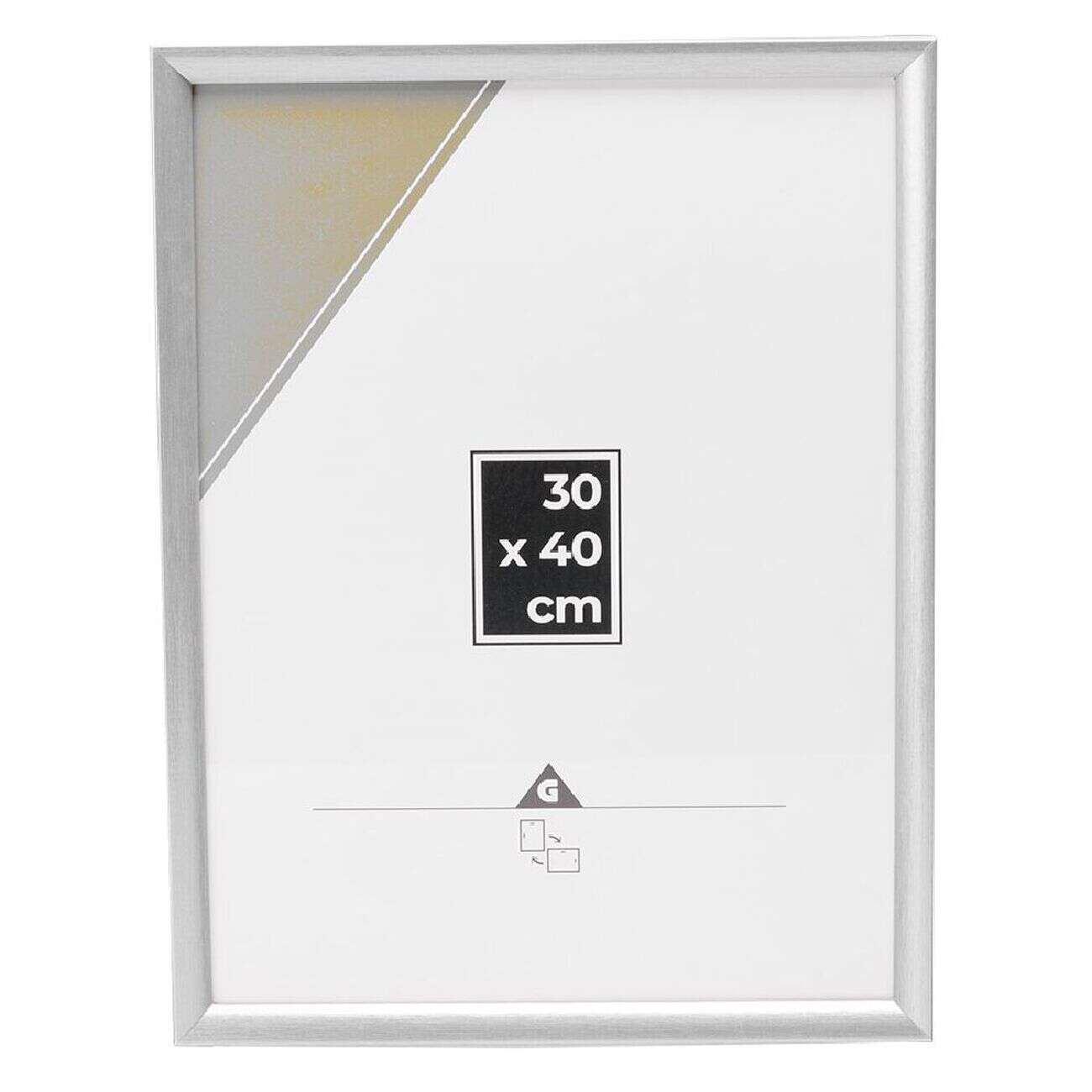 Cadre photo argenté 33x43cm pour photo 30x40cm