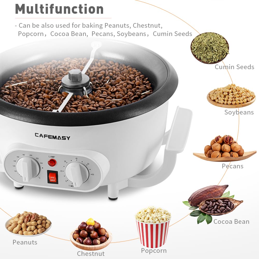 Home Coffee Bean Roaster Machine - Coffee Bean Handle Design Electric Automatic Coffee Roaster with Timer and Roasting Temperature Setting